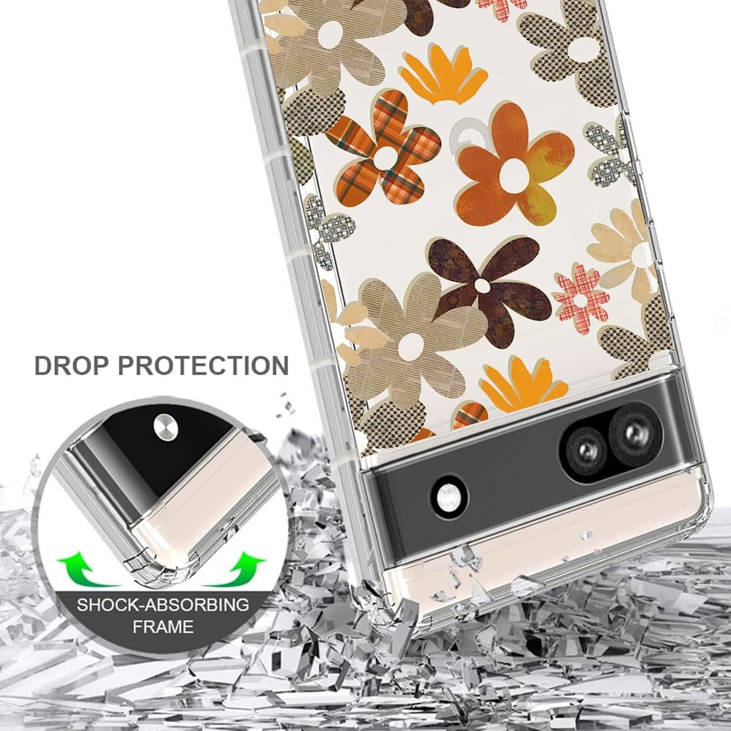 Funda Clara TPU para Google Pixel 6a - Diseño Flor Retro