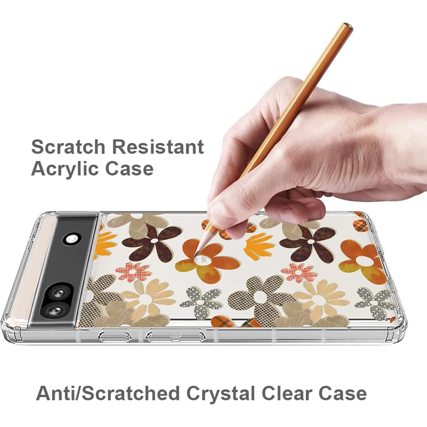 Funda Clara TPU para Google Pixel 6a - Diseño Flor Retro