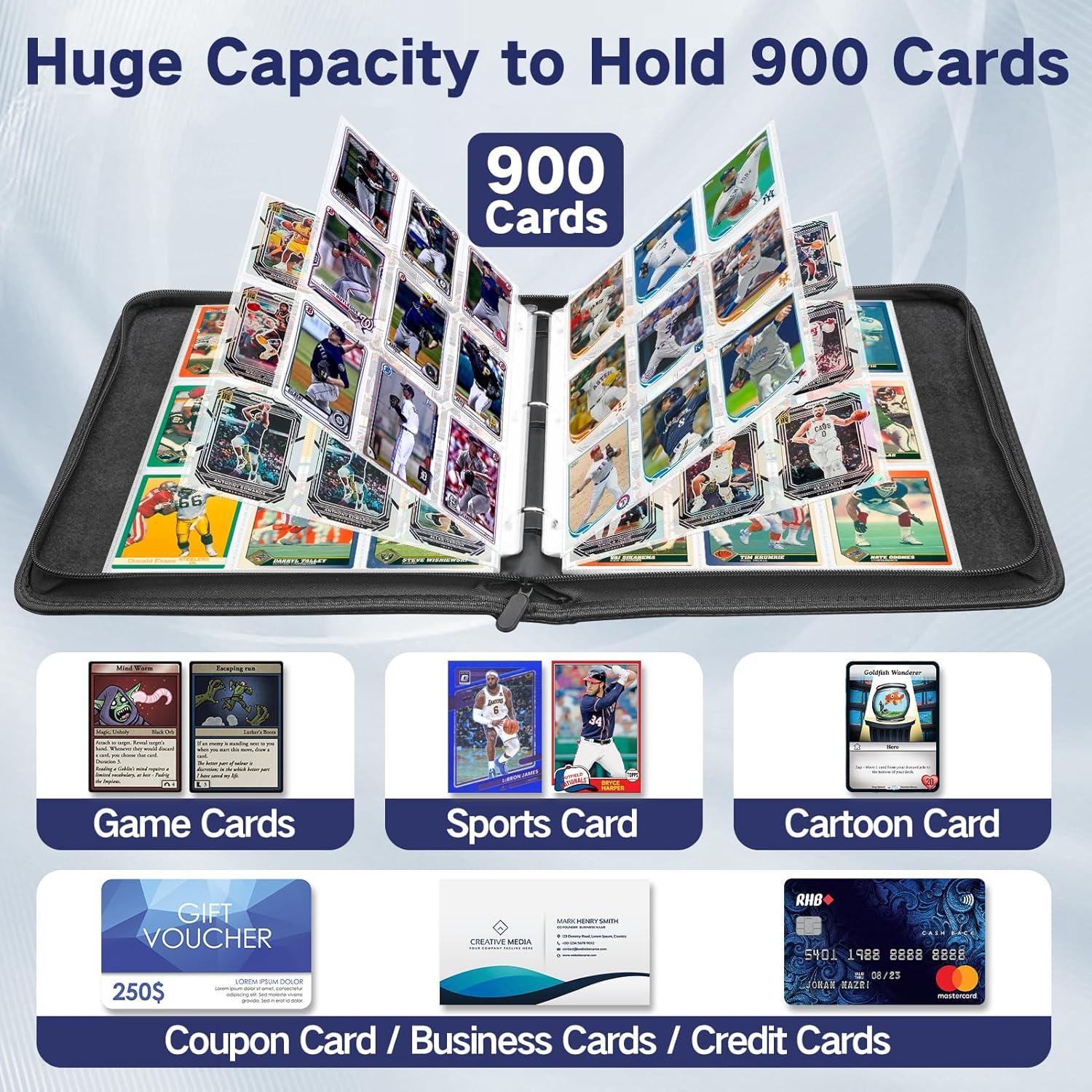 Carpeta de Cartas Winsing 900 Bolsillos Grande Negra