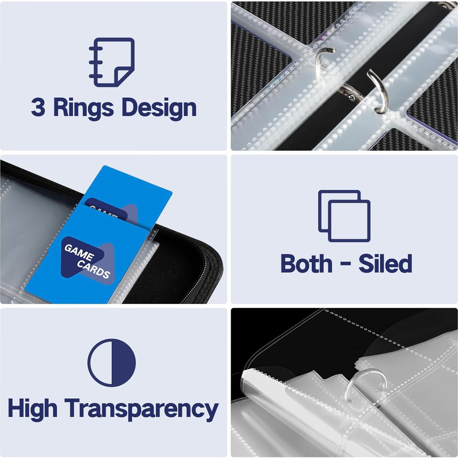 Carpeta de Cartas Winsing 900 Bolsillos Grande Negra