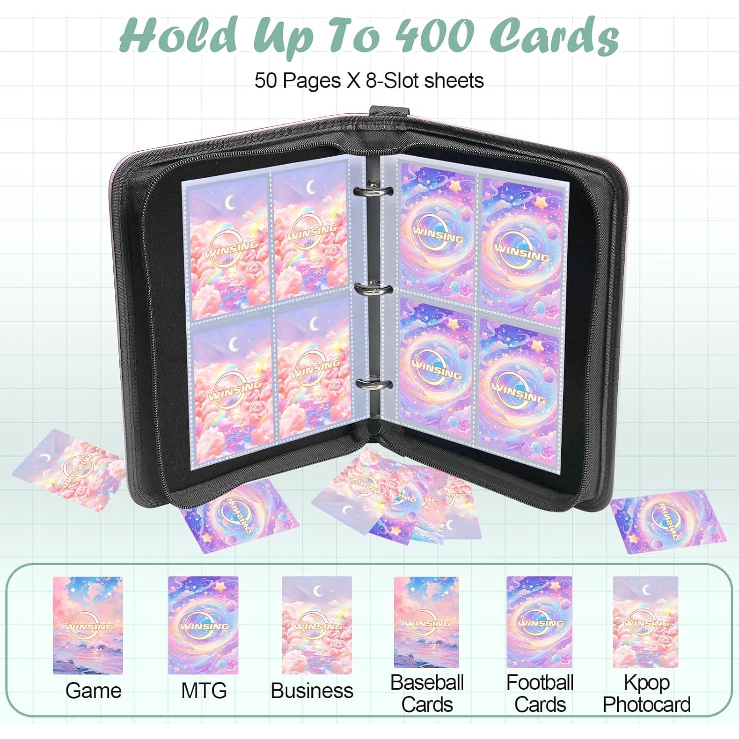 Carpeta de Cartas Winsing 400 Bolsillos Verde Pequeña