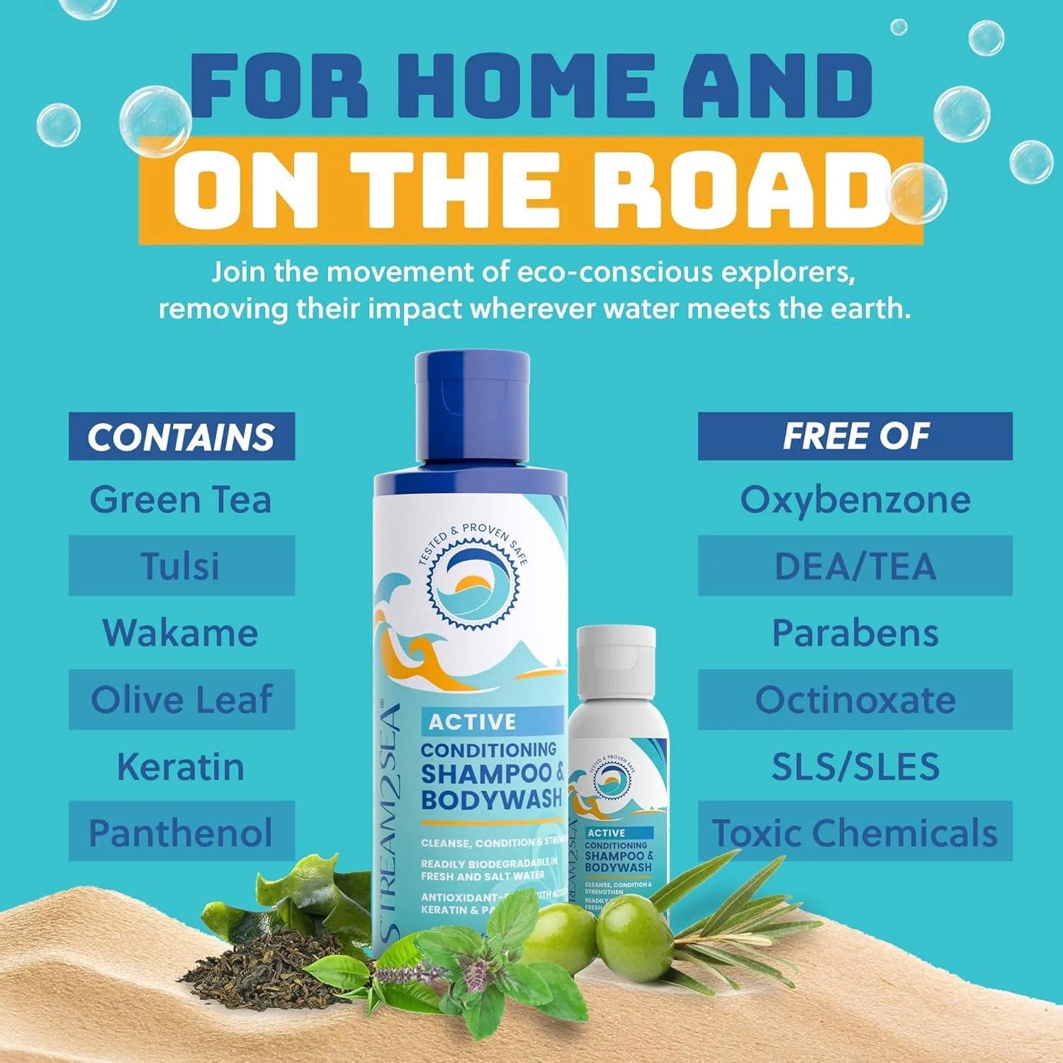 Champú y Acondicionador Stream2Sea 3 en 1 50ml - Biodegradable