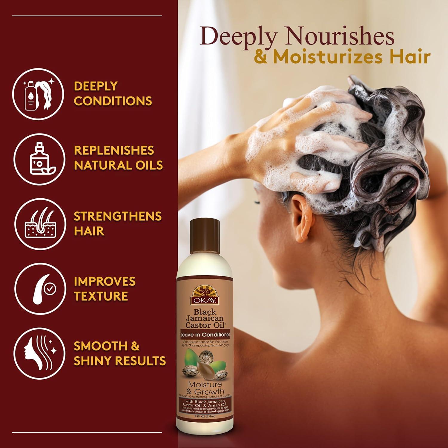 OKAY Acondicionador Sin Enjuague Aceite de Ricino Jamaicano 227g