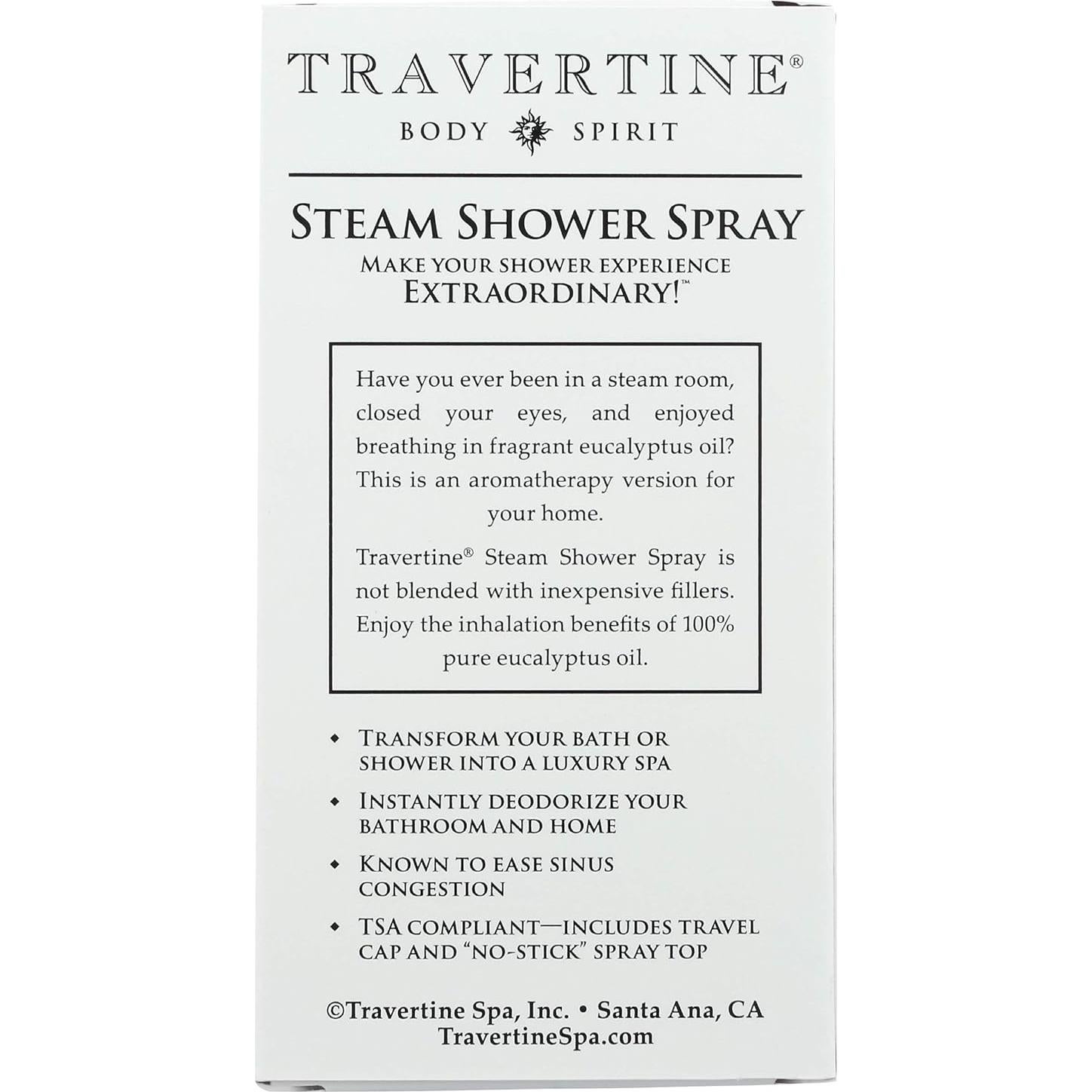 Spray de Ducha de Vapor Travertine Spa Eucalipto 60 ml