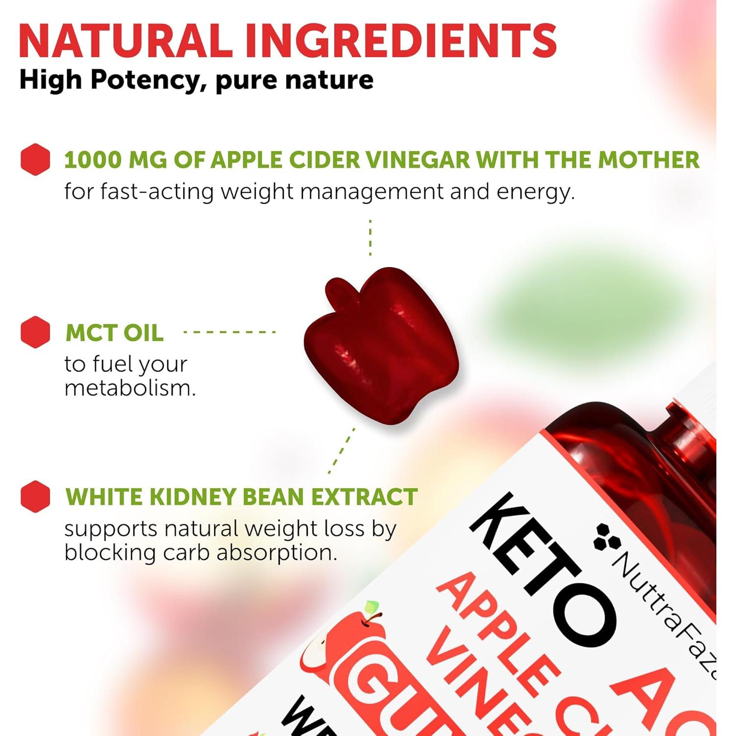 Gomitas Keto ACV NuttraFaza 1000mg Pérdida de Peso Manzana