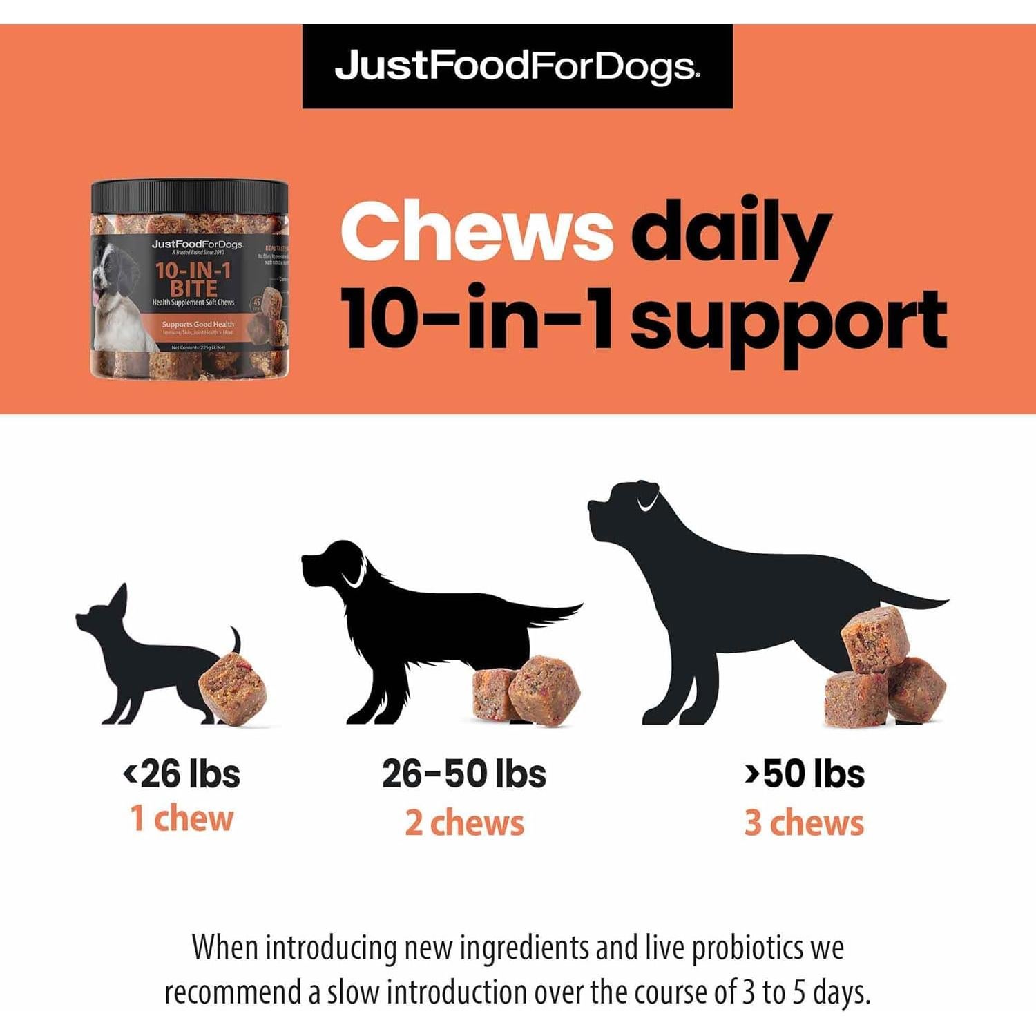 Suplemento Multifuncional 10-en-1 JustFoodForDogs 299g