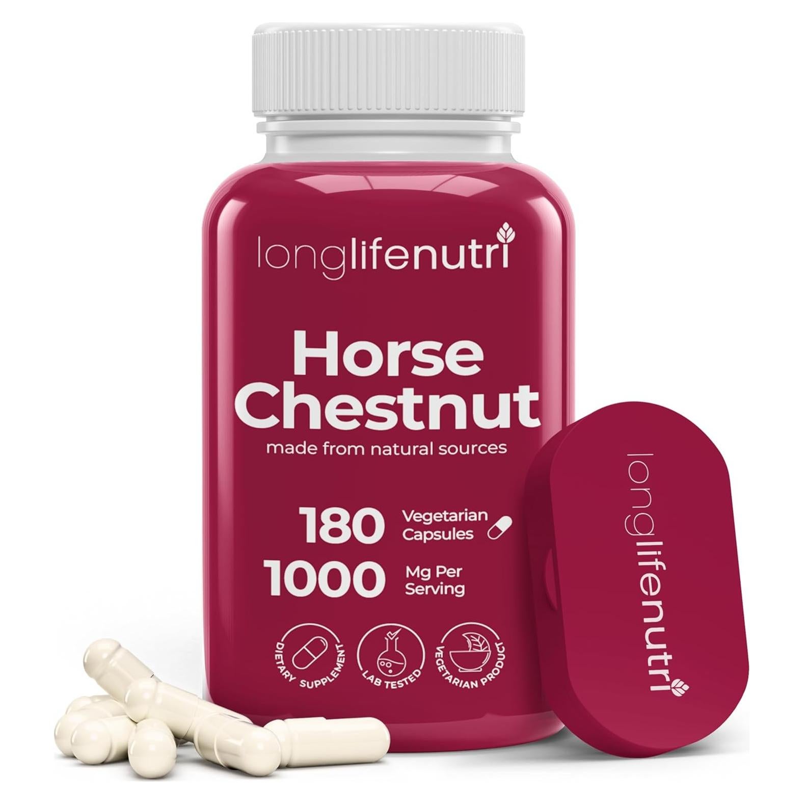 Extracto de Castaño de Indias 500mg LongLifeNutri 180 Cápsulas Vegetarianas