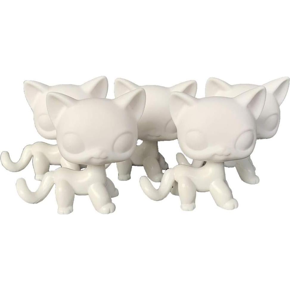 5 Piezas Cabeza Móvil Base Blanca para Pintar Gato DIY