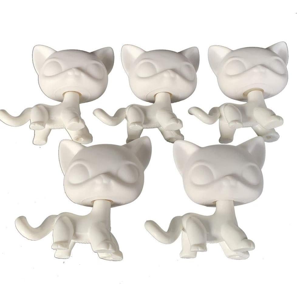 5 Piezas Cabeza Móvil Base Blanca para Pintar Gato DIY