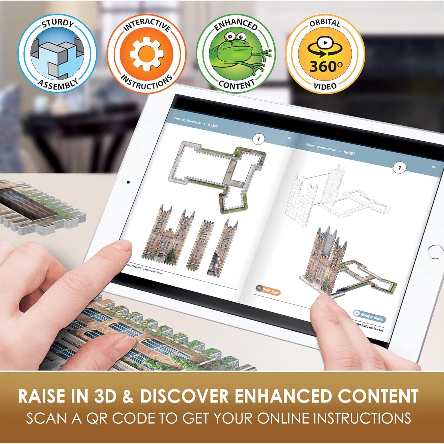 Rompecabezas 3D Wrebbit Hogwarts 1725 Piezas Gran Comedor y Torre