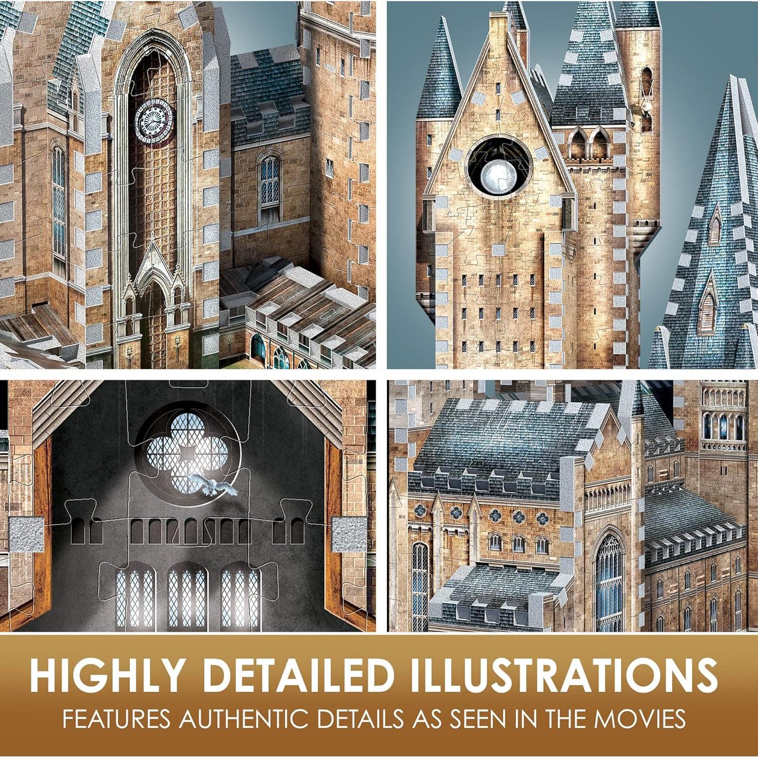 Rompecabezas 3D Wrebbit Hogwarts 1725 Piezas Gran Comedor y Torre