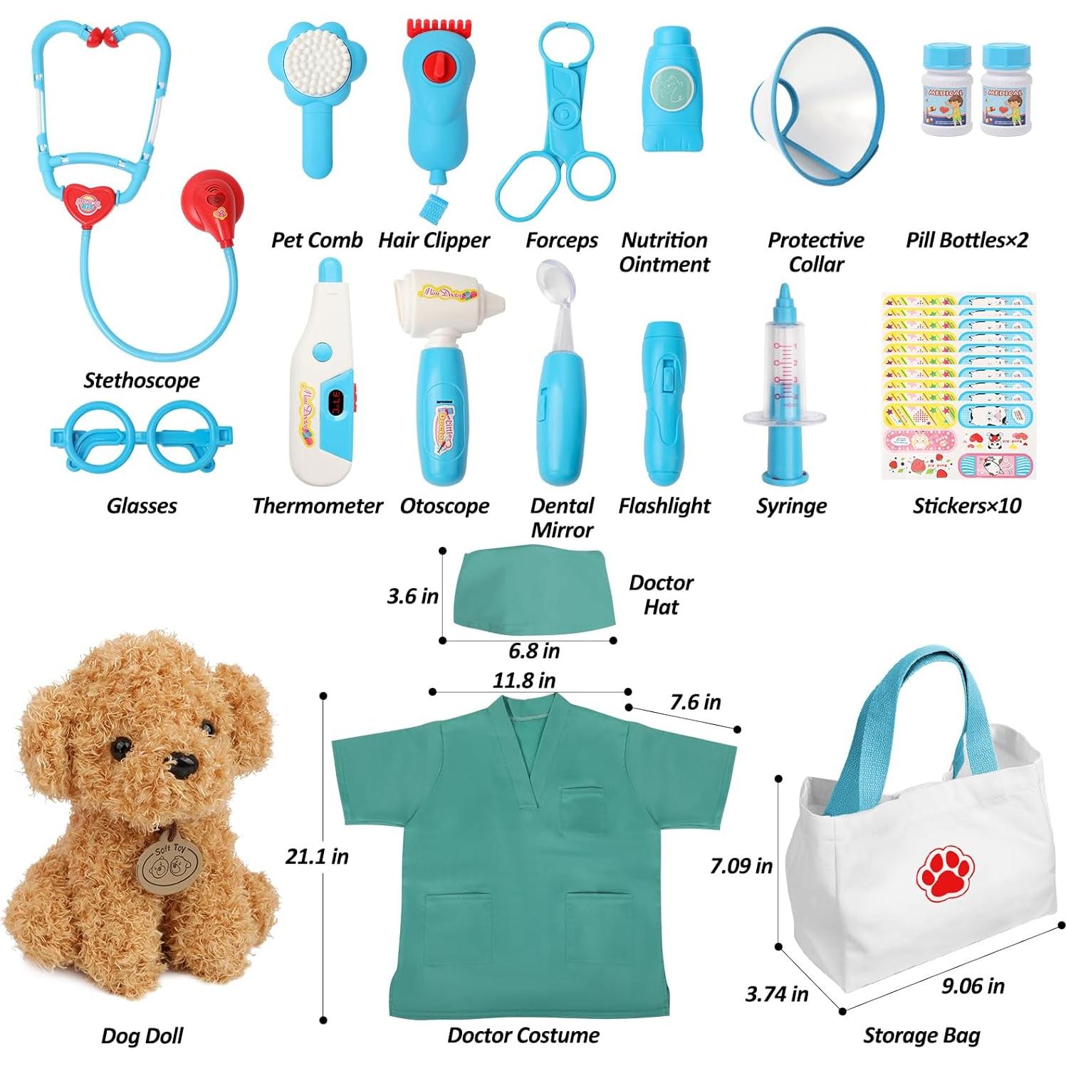 Kit de Doctor Liberry para Niños 28 Piezas Juguete Médico Azul