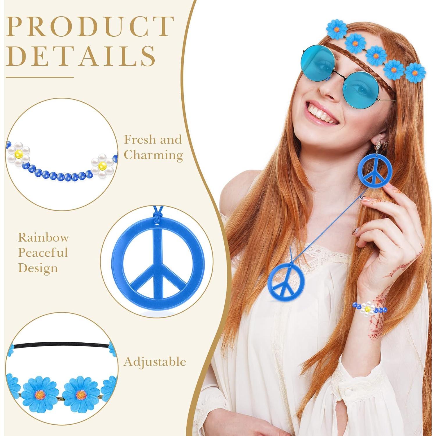 Conjunto de Accesorios Hippie Batiyeer 6 Pcs para Fiestas 60s 70s
