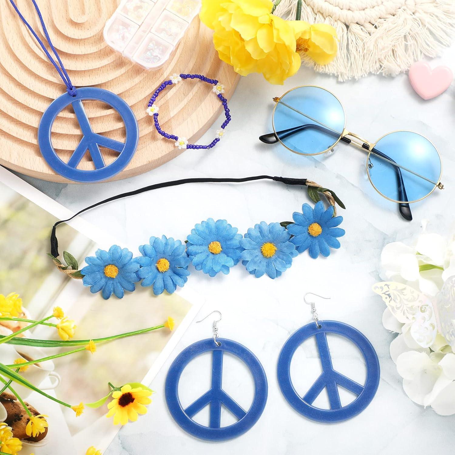 Conjunto de Accesorios Hippie Batiyeer 6 Pcs para Fiestas 60s 70s