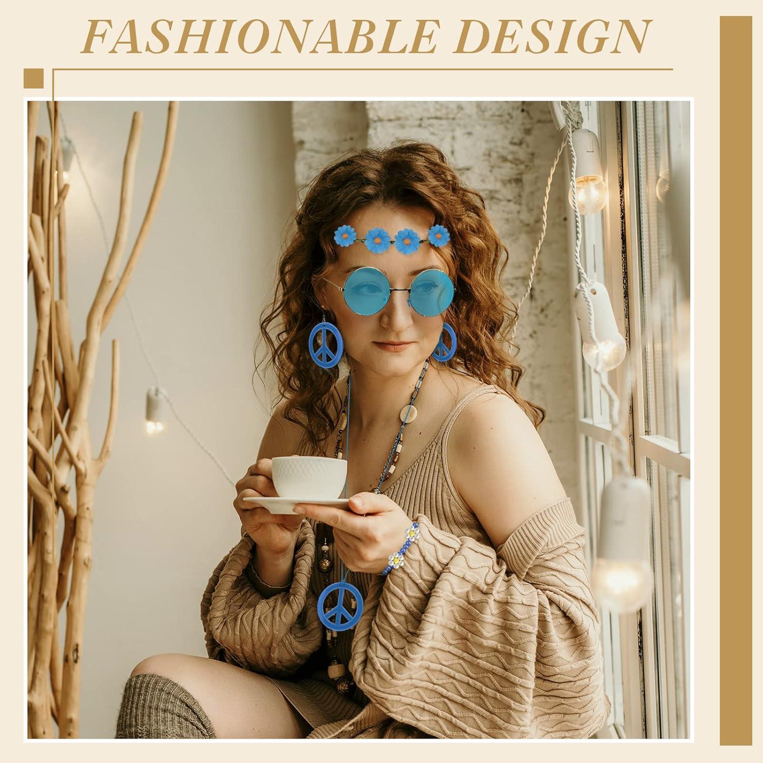 Conjunto de Accesorios Hippie Batiyeer 6 Pcs para Fiestas 60s 70s