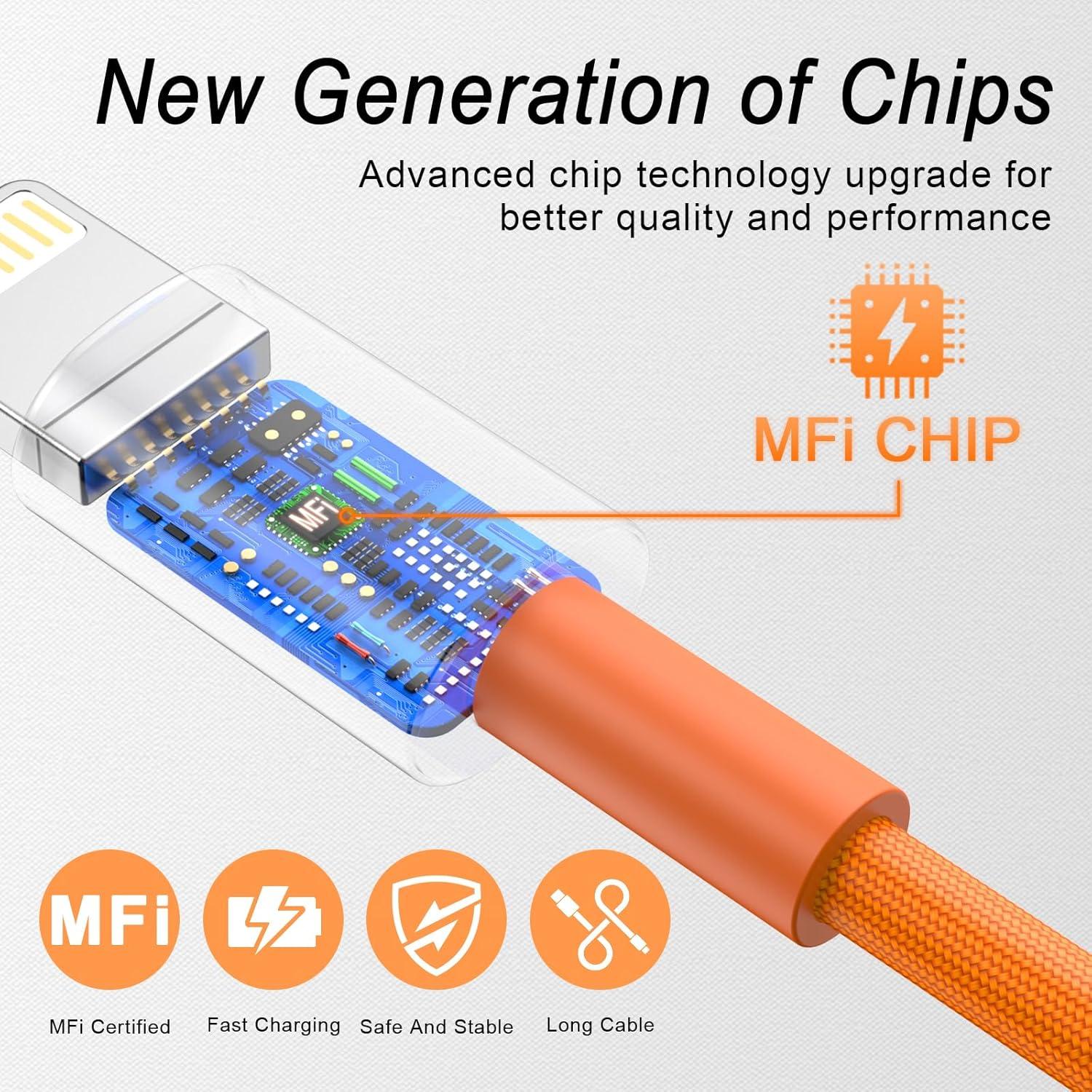 Cable de Carga Rápida Lightning YEFOOT 1.8m Certificado MFi