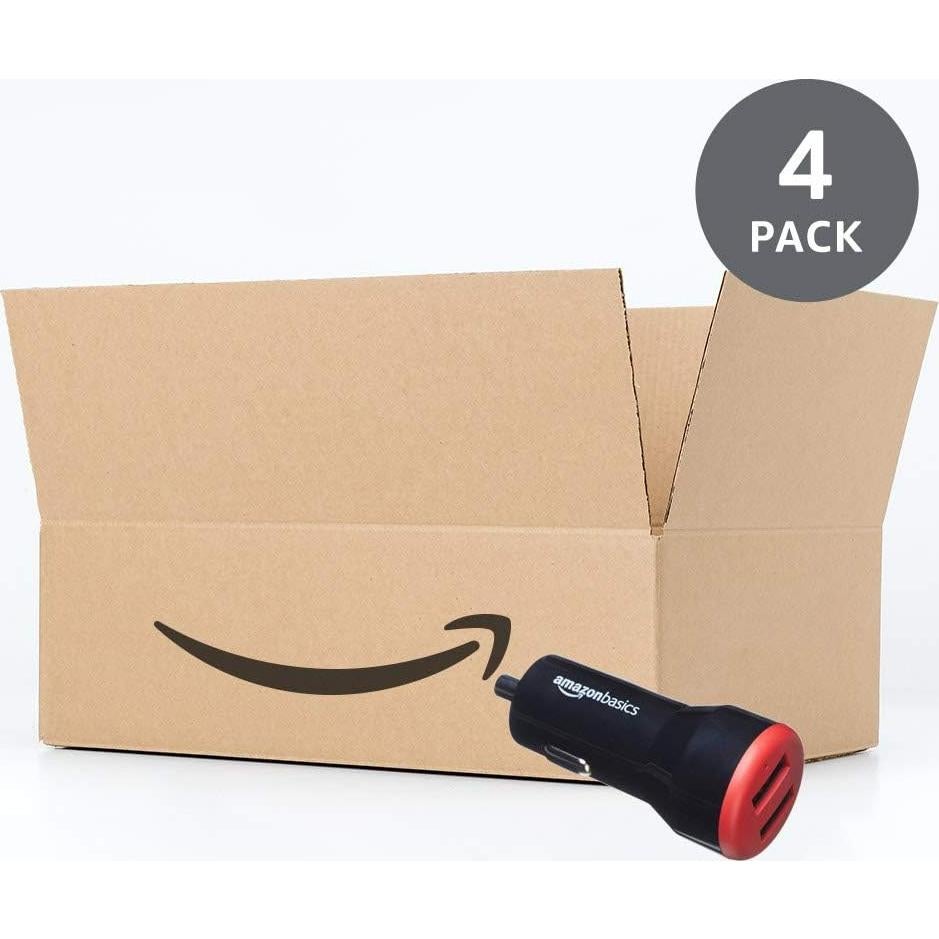 Cargador de Coche USB-A 24W Amazon Basics 2 Puertos Negro/Rojo
