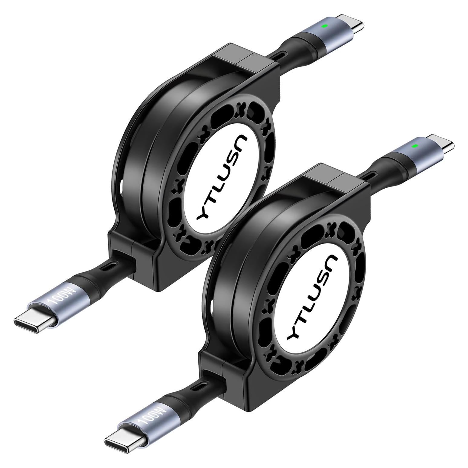 Cable USB C Retráctil YTLUSN 100W 120cm 2Pack Carga Rápida