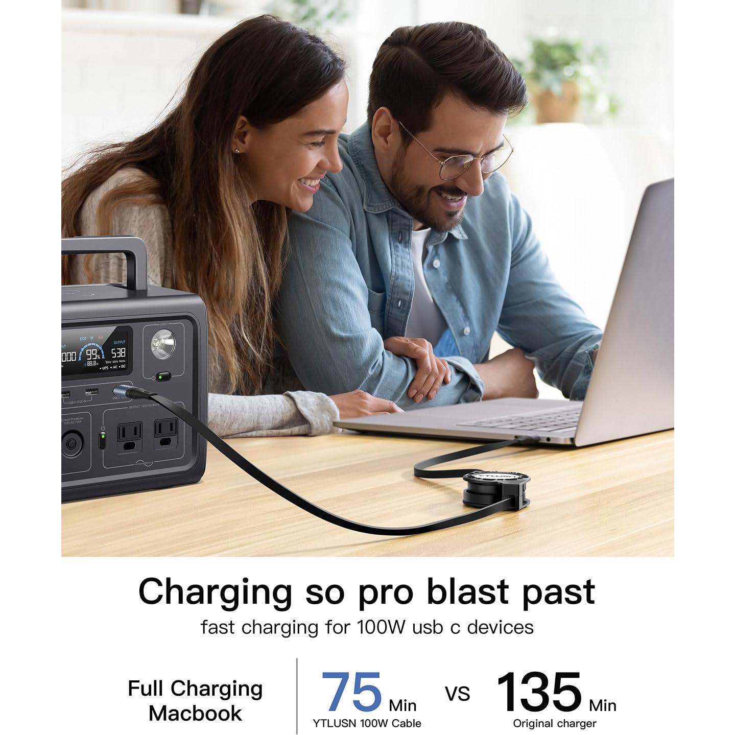 Cable USB C Retráctil YTLUSN 100W 120cm 2Pack Carga Rápida