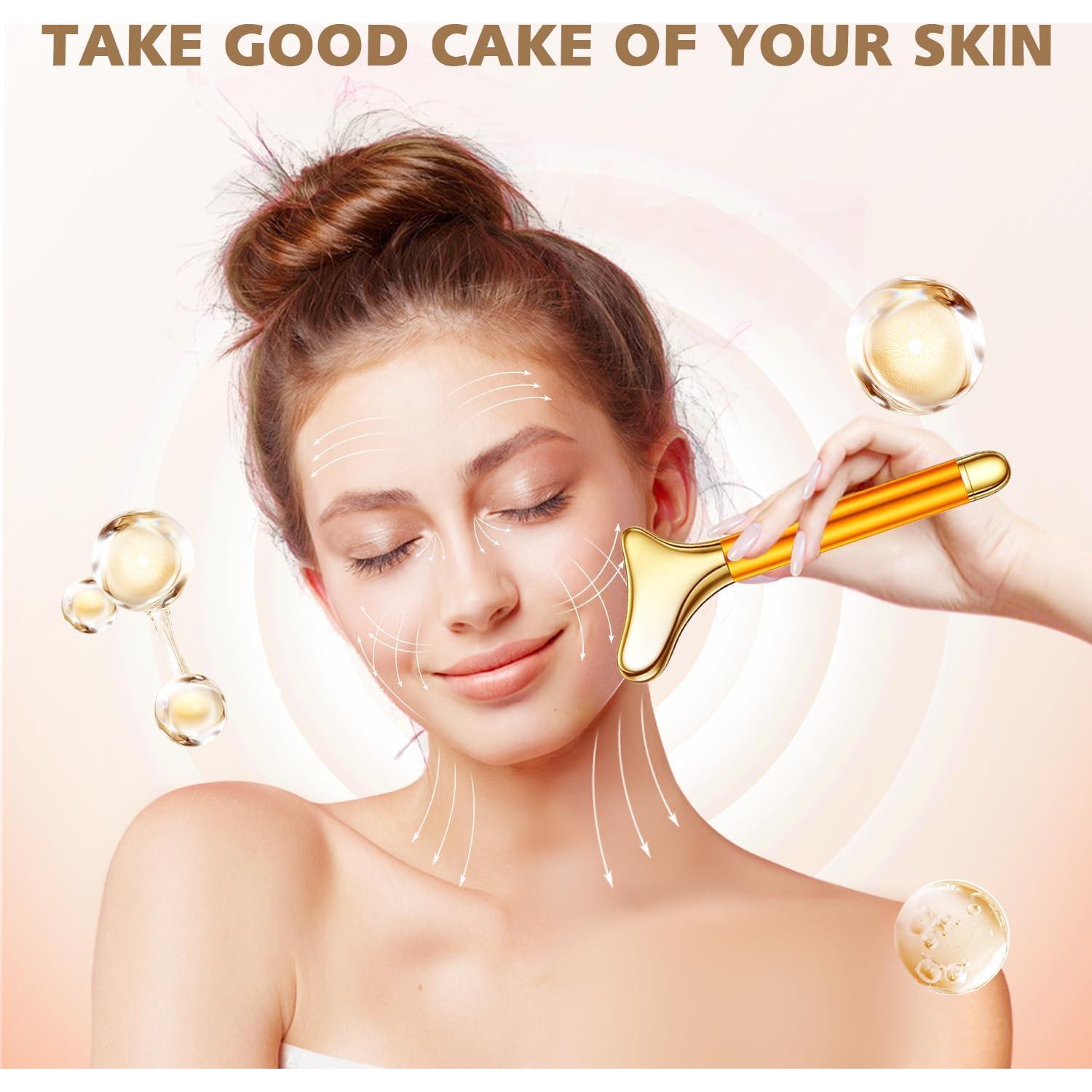 Masajeador Facial Eléctrico Amirce Gua Sha y Rodillo de Hielo