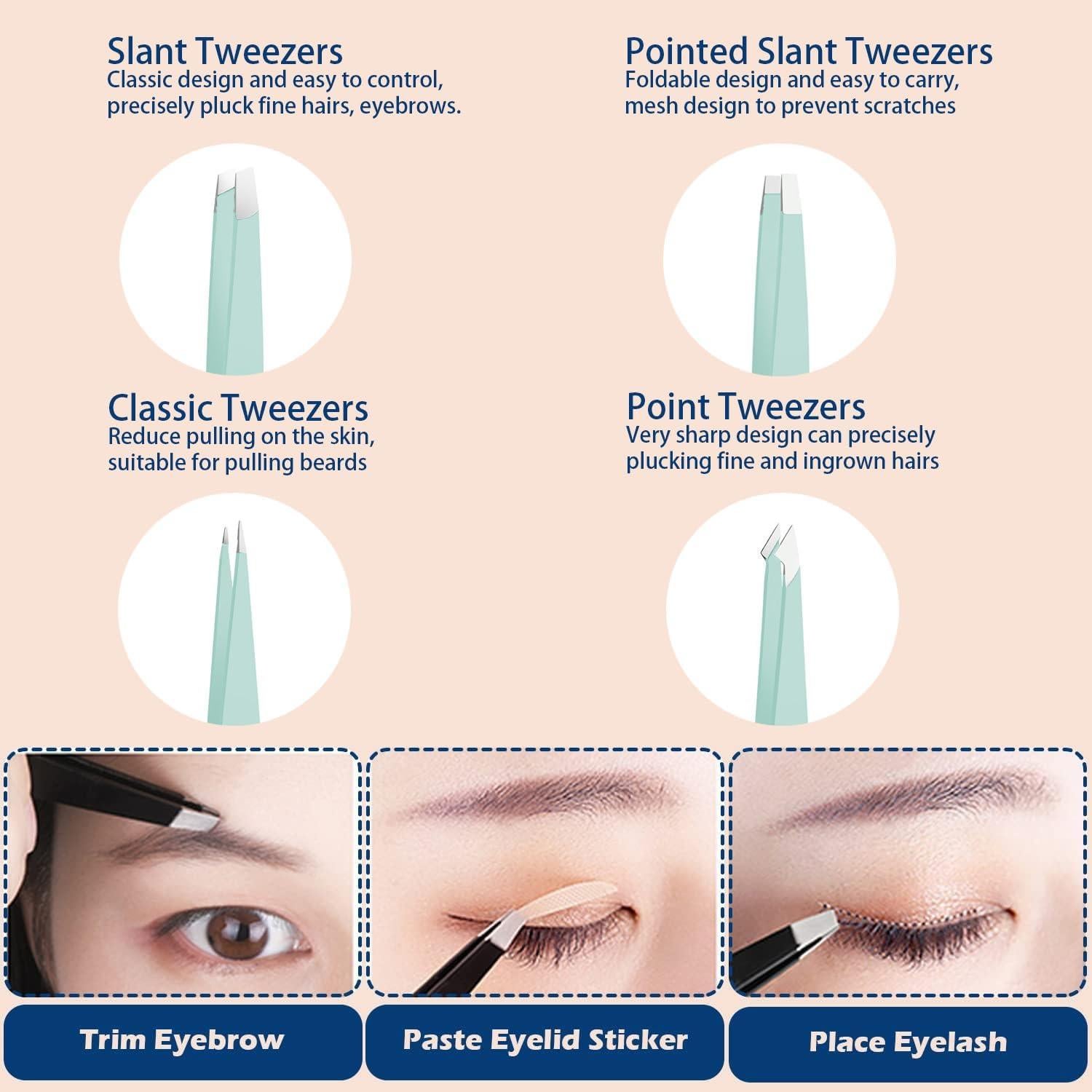 Juego de Pinzas de Precisión YilulvDeng 4 Piezas Acero Inoxidable