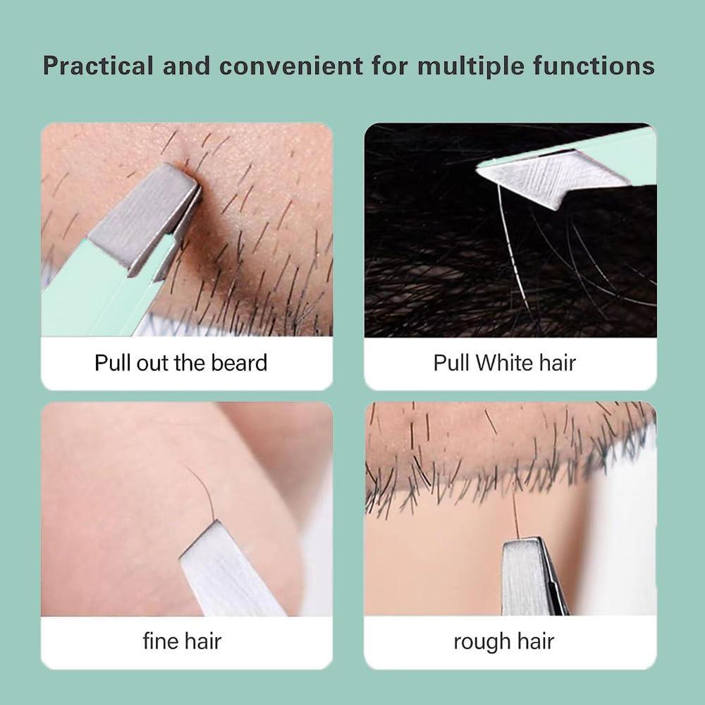 Juego de Pinzas de Precisión YilulvDeng 4 Piezas Acero Inoxidable