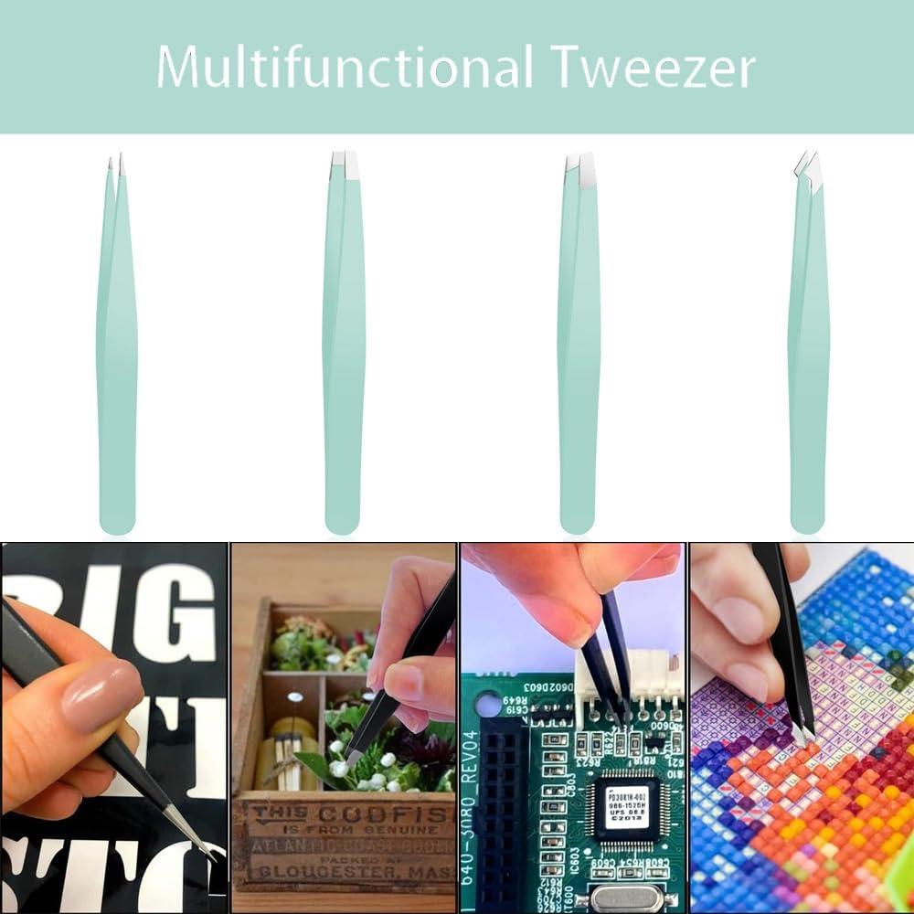 Juego de Pinzas de Precisión YilulvDeng 4 Piezas Acero Inoxidable