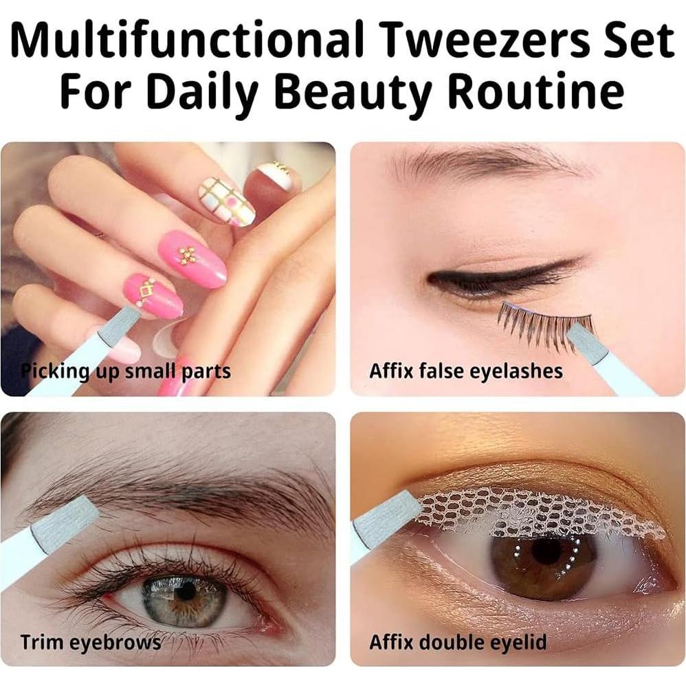 Juego de Pinzas de Precisión YilulvDeng 4 Piezas Acero Inoxidable