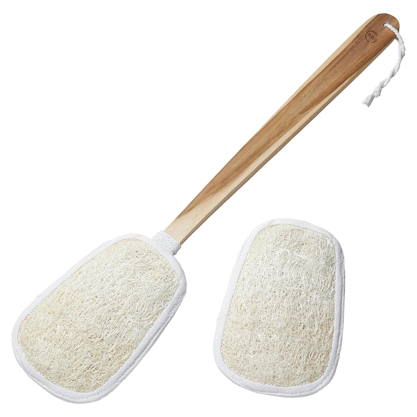 Esponja de Lufa FAAY 43 cm con Mango de Teca - Exfoliante Natural