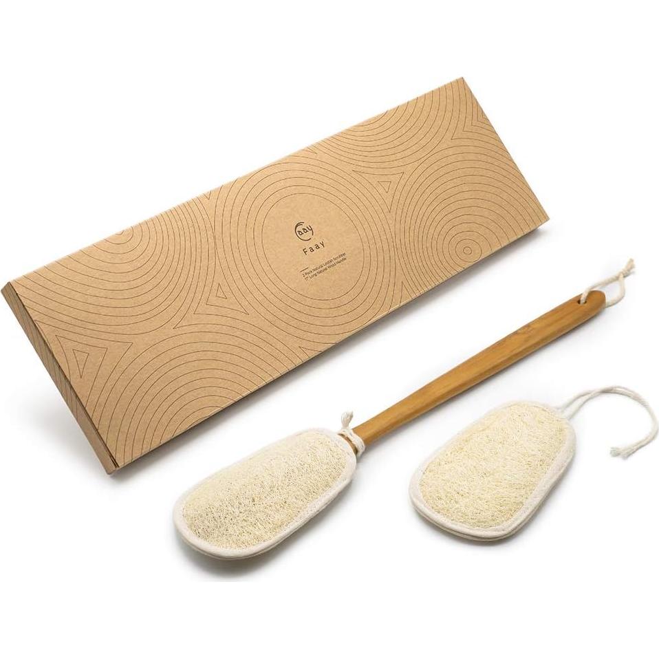 Esponja de Lufa FAAY 43 cm con Mango de Teca - Exfoliante Natural