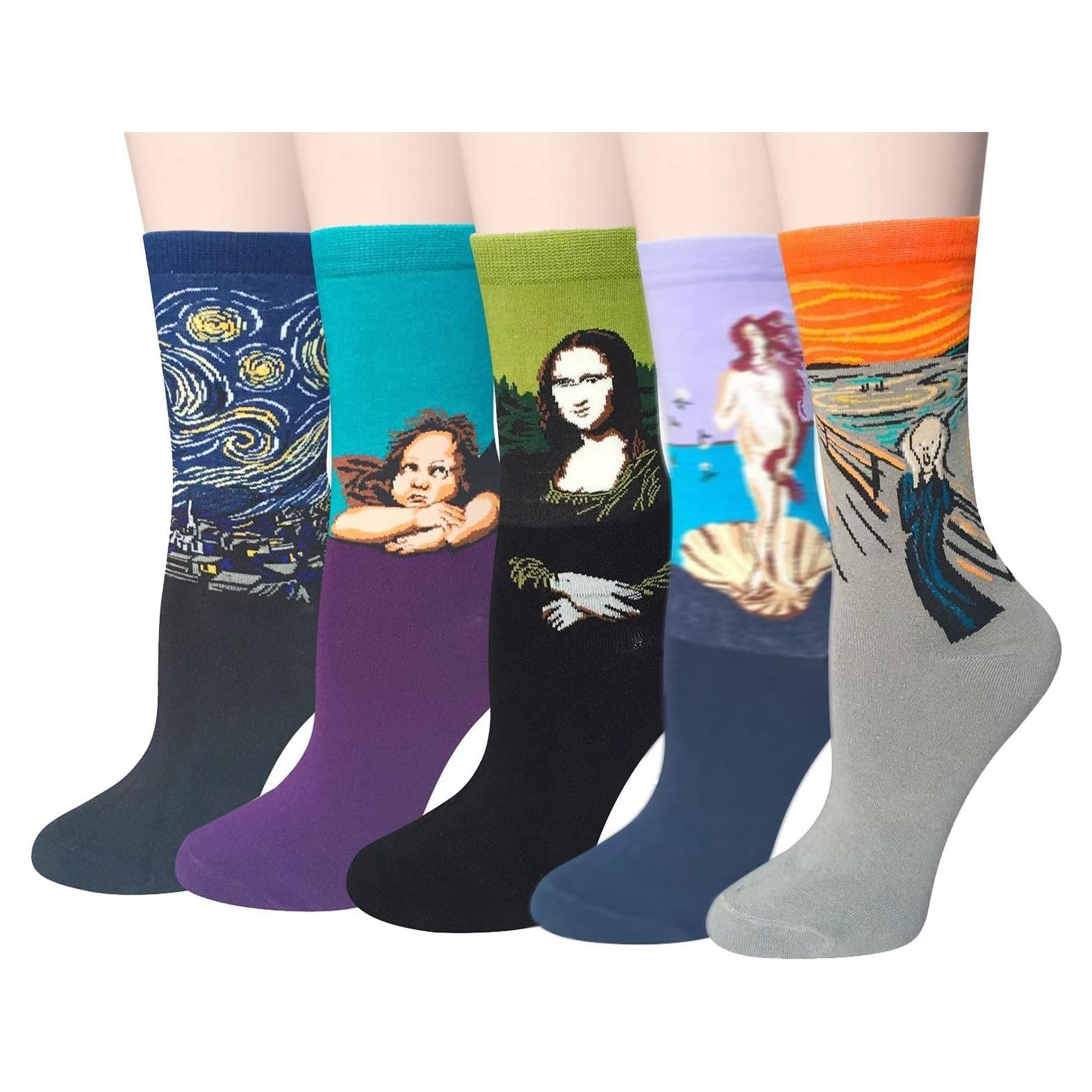 5 Pares de Calcetines Divertidos Chalier Arte Multicolor