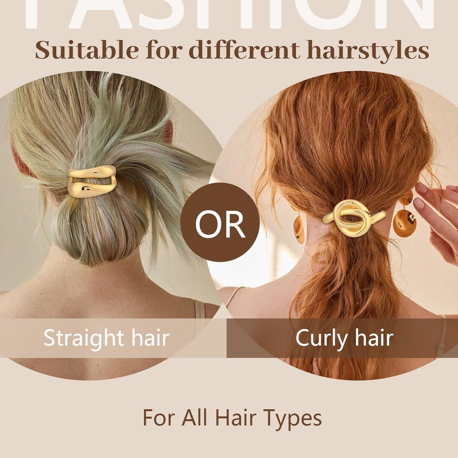 3 Coleteros Dorados Elásticos Yougeigy para Cabello Grueso