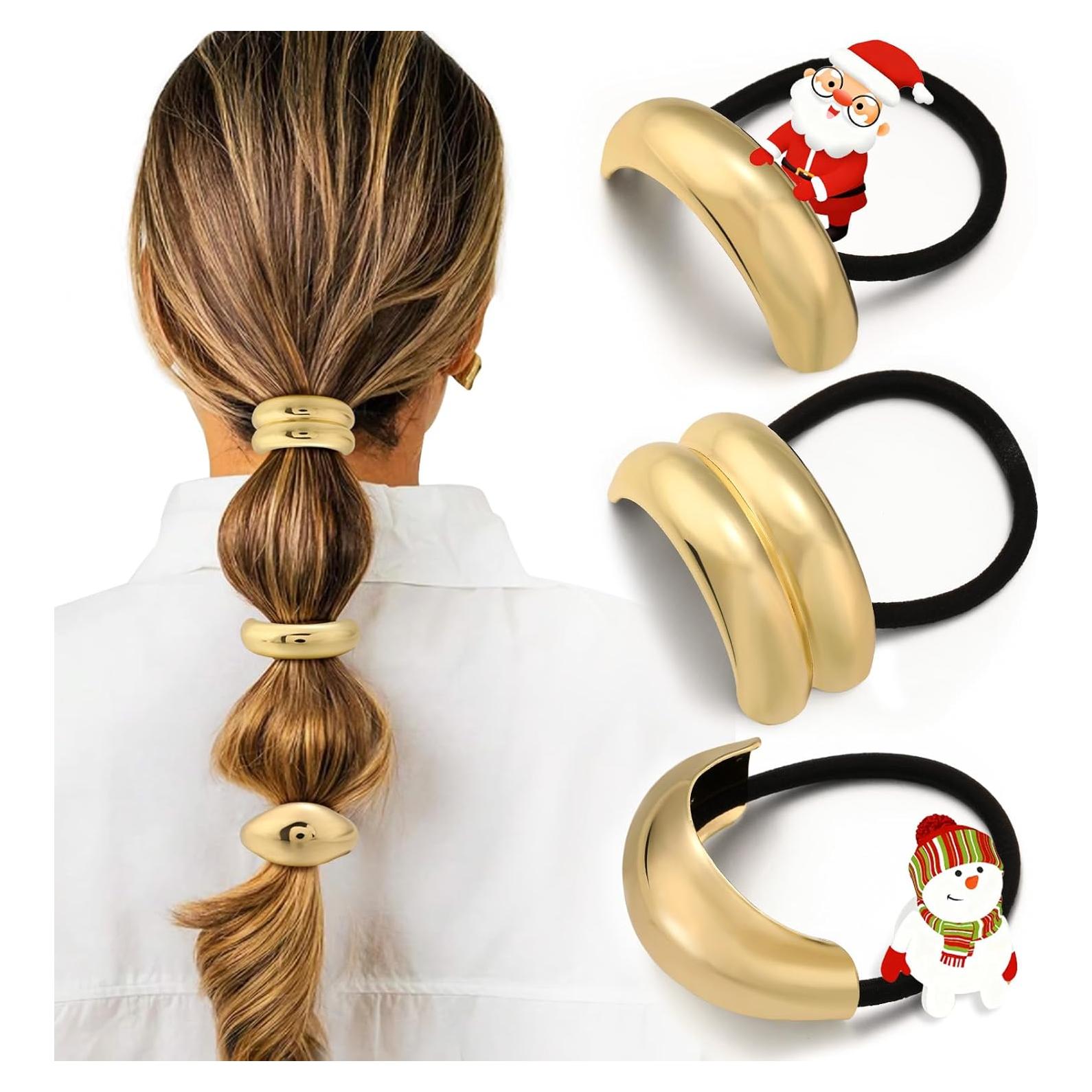 3 Lazos para el Cabello Dorados Yougeigy - Accesorios Elegantes