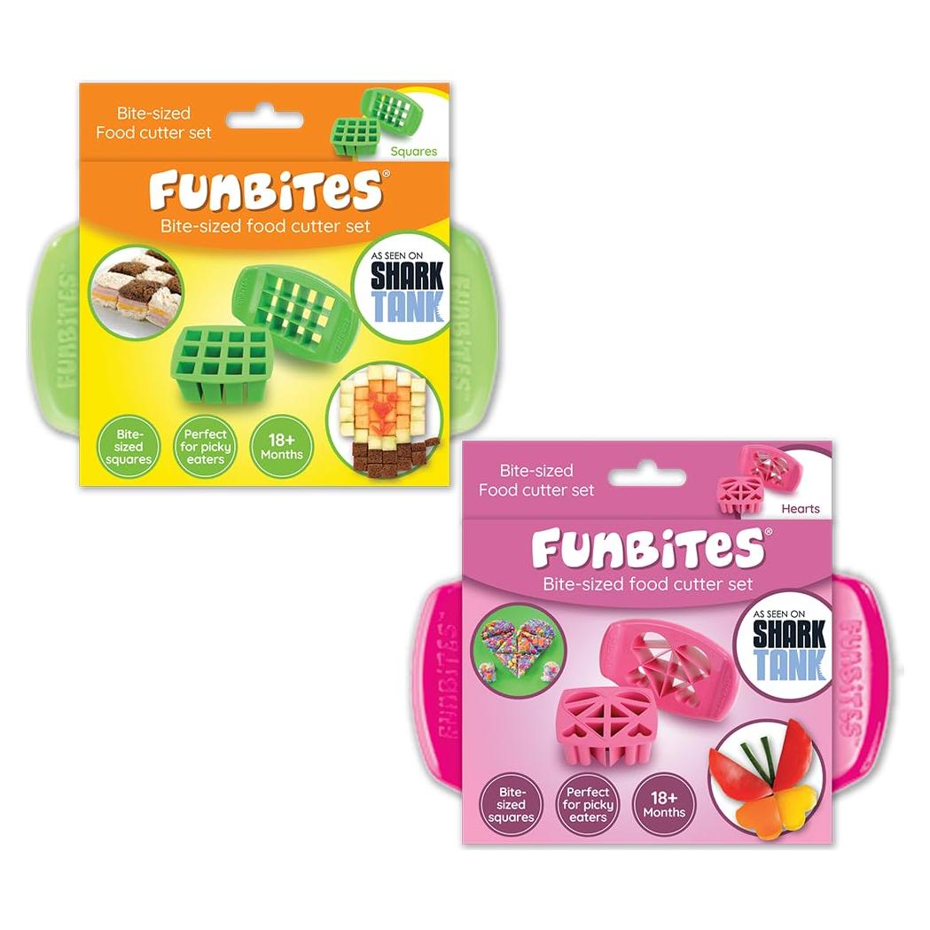 Juego de Cortadores de Comida FunBites 2 Piezas Verde/Rosa