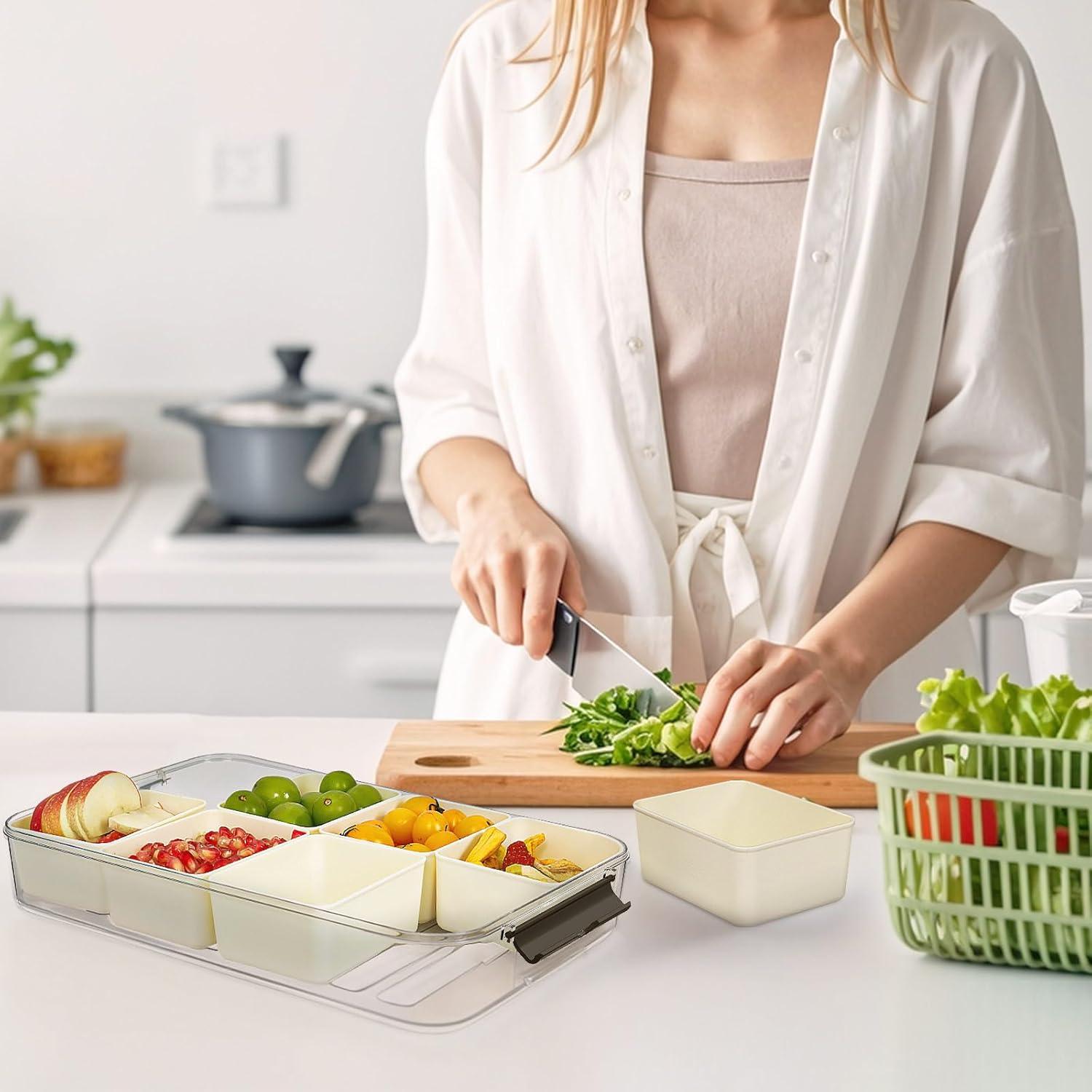 Contenedor de Snacks RKXQT Gris 8 Compartimentos con Tapa