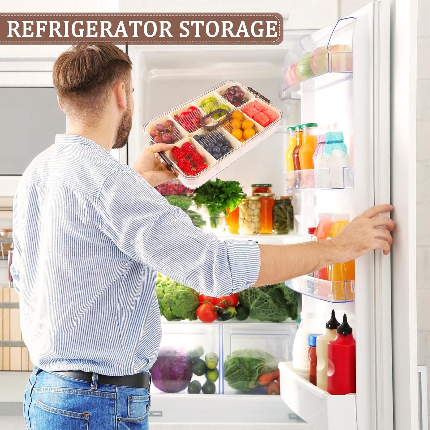 Contenedor de Snacks RKXQT Gris 8 Compartimentos con Tapa