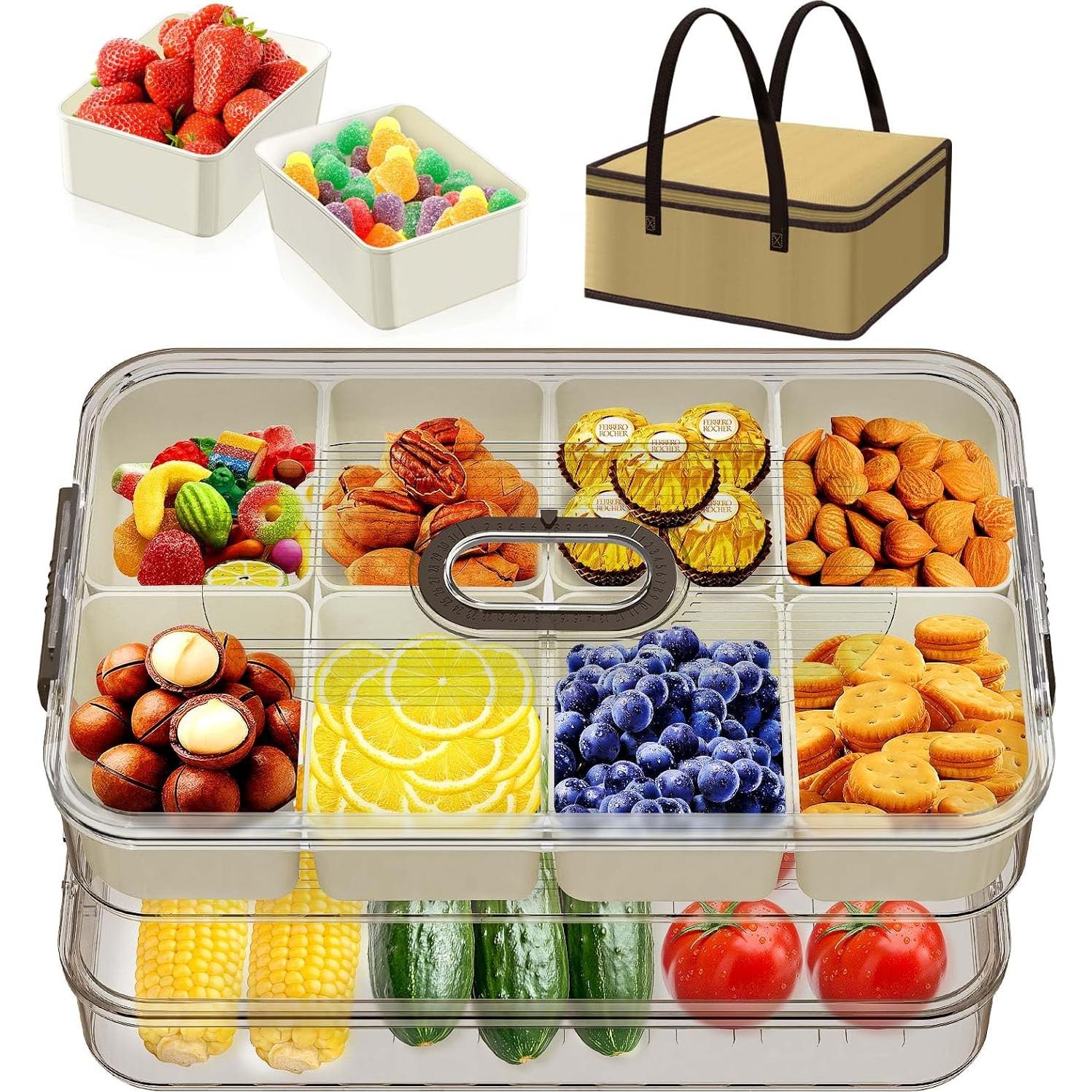 Contenedor de Snacks RKXQT Gris 8 Compartimentos con Tapa