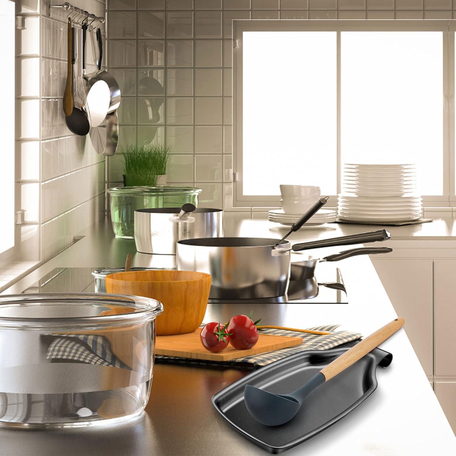 Soporte para Cuchara Negro LIANYU de Acero Inoxidable 21.6 cm