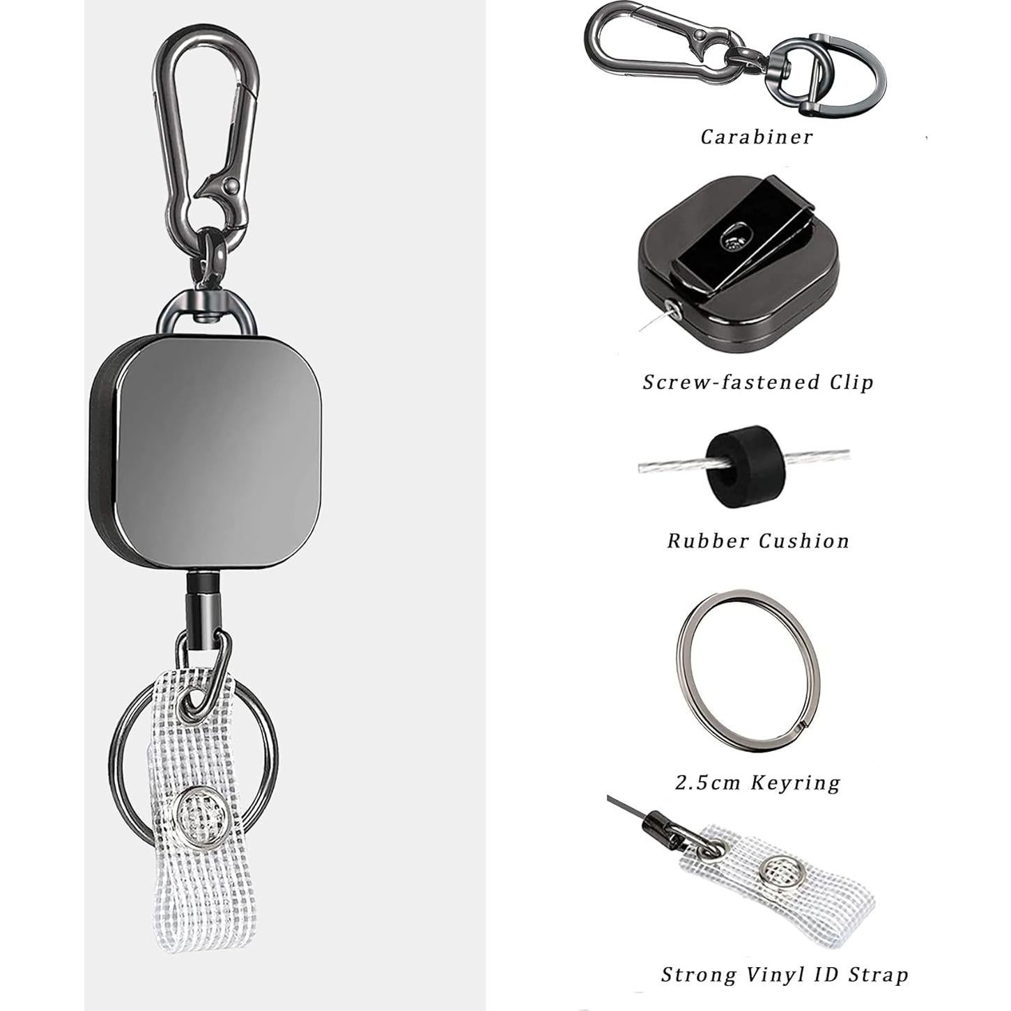 Portatarjetas Retráctil VIQWYIC con Llavero y Carabiner Metal