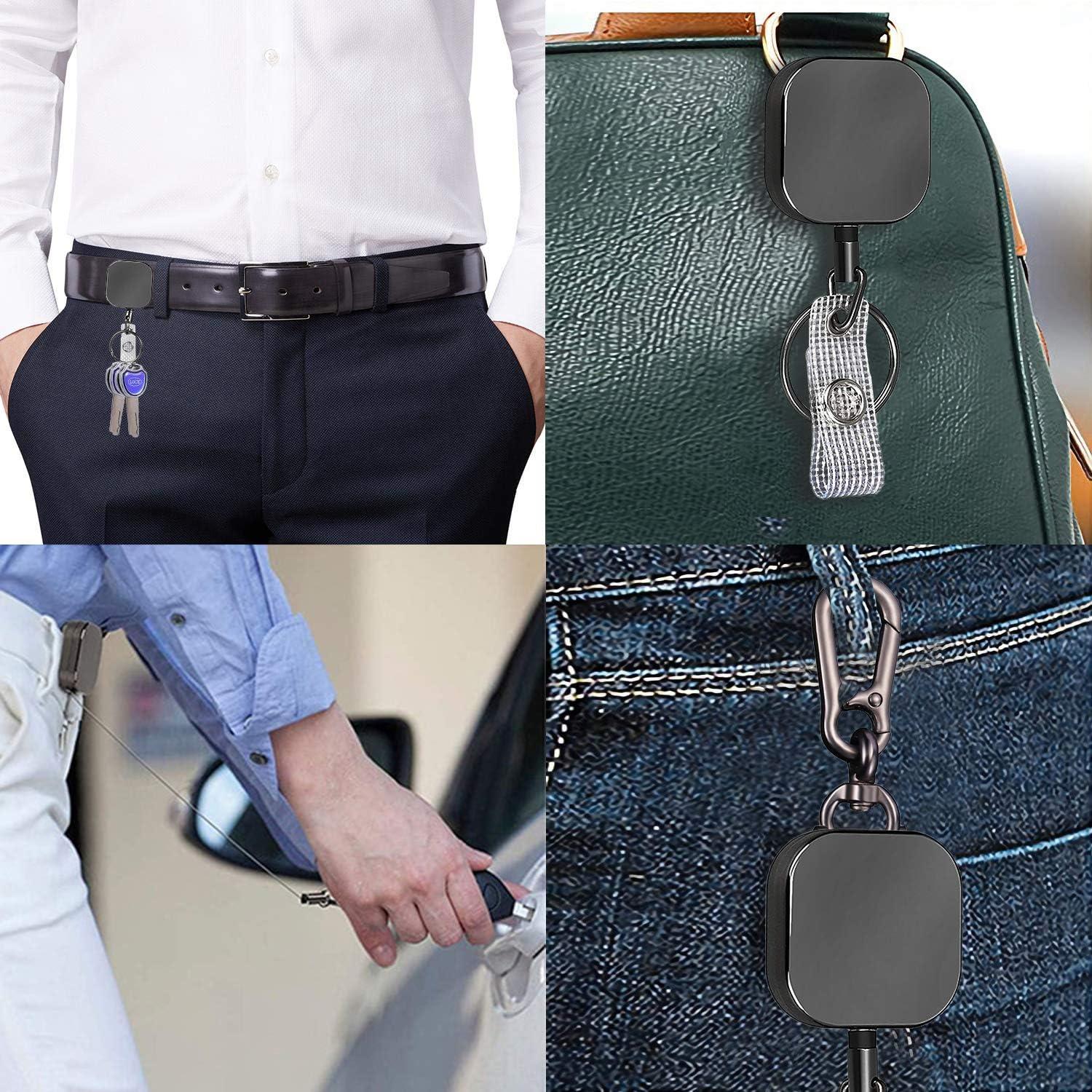 Portatarjetas Retráctil VIQWYIC con Llavero y Carabiner Metal