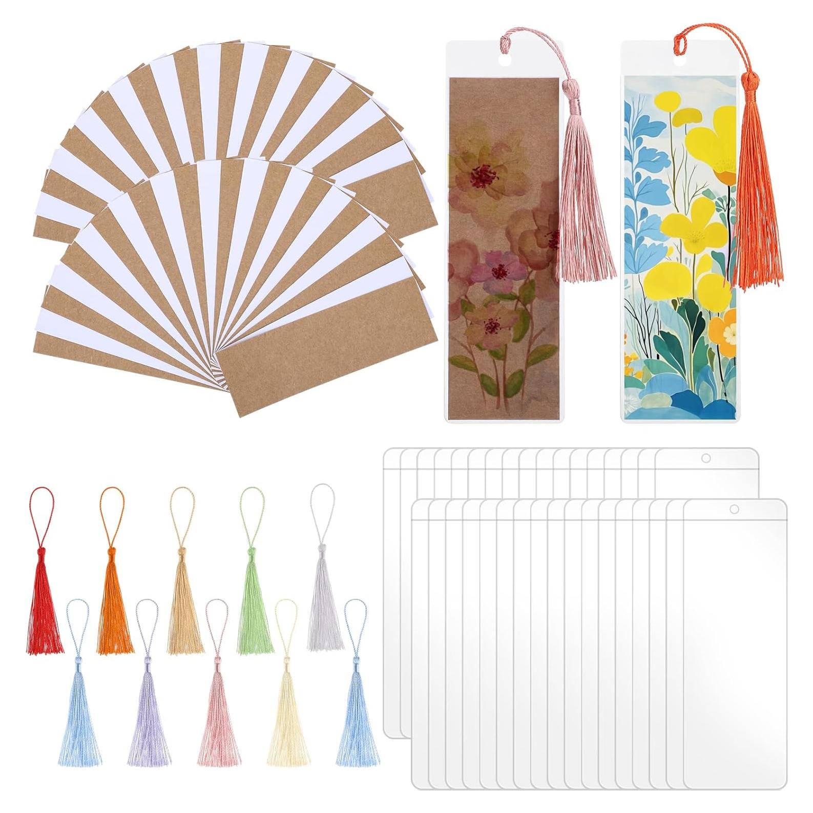 Kit de 60 Marcadores de Papel Kraft DIY WSICSE con Fundas y Borlas