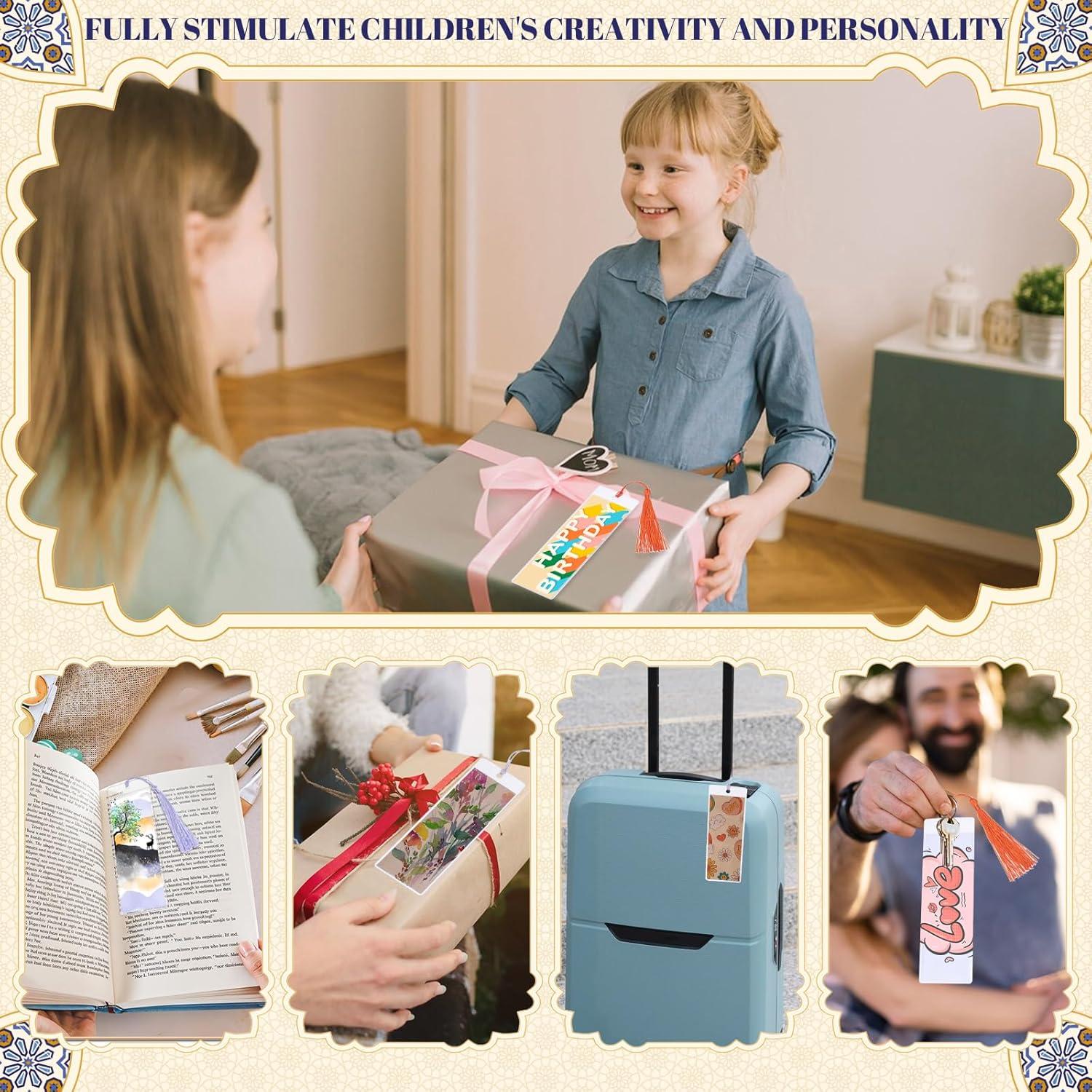 Kit de 60 Marcadores de Papel Kraft DIY WSICSE con Fundas y Borlas