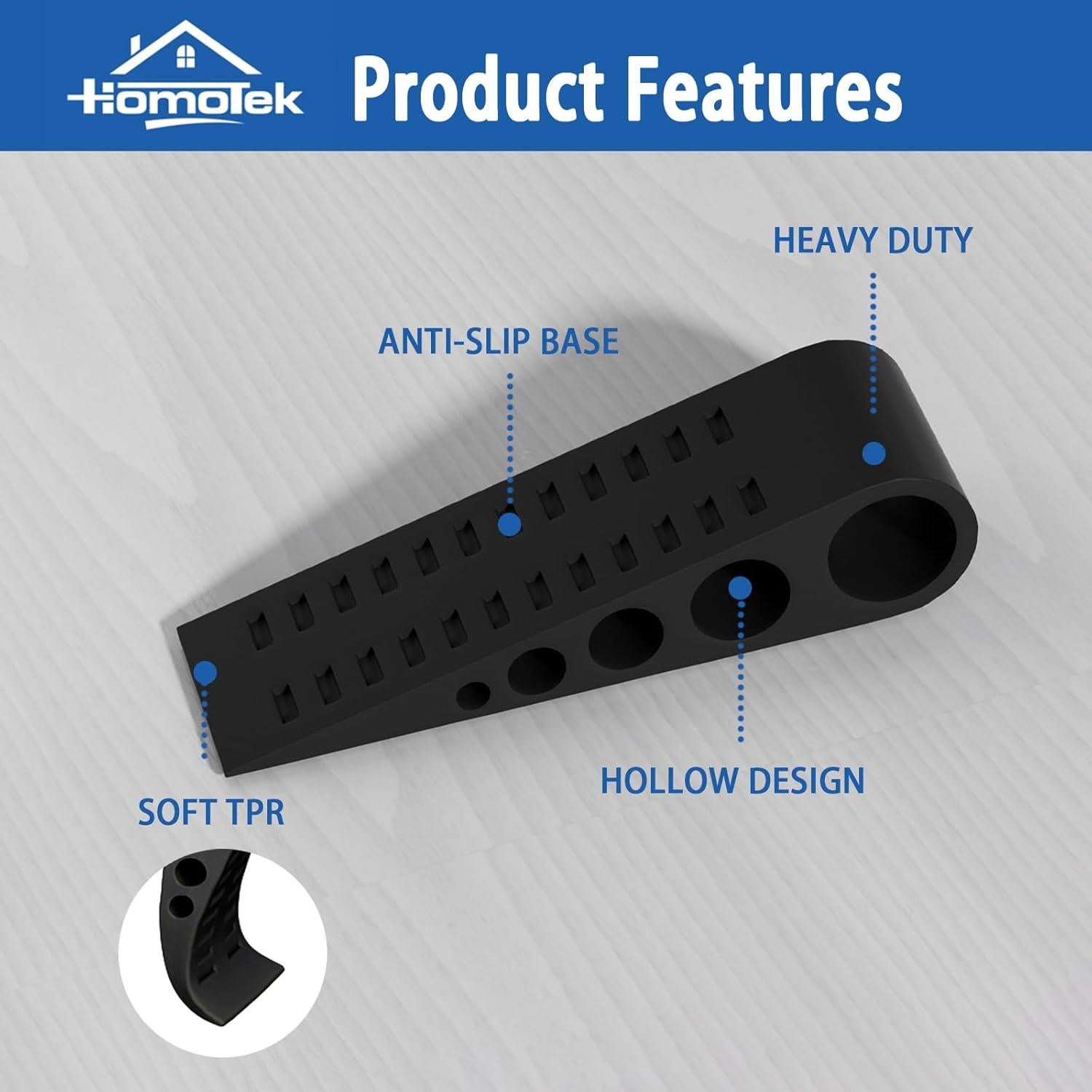 HOMOTEK 2 Cuñas de Goma para Puertas - Detenedores Negros