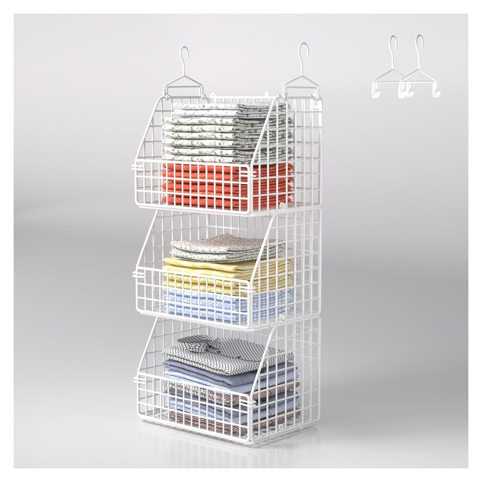 Cestas de Almacenamiento Colgantes PUPPYCUTE 3 Pcs Blanco