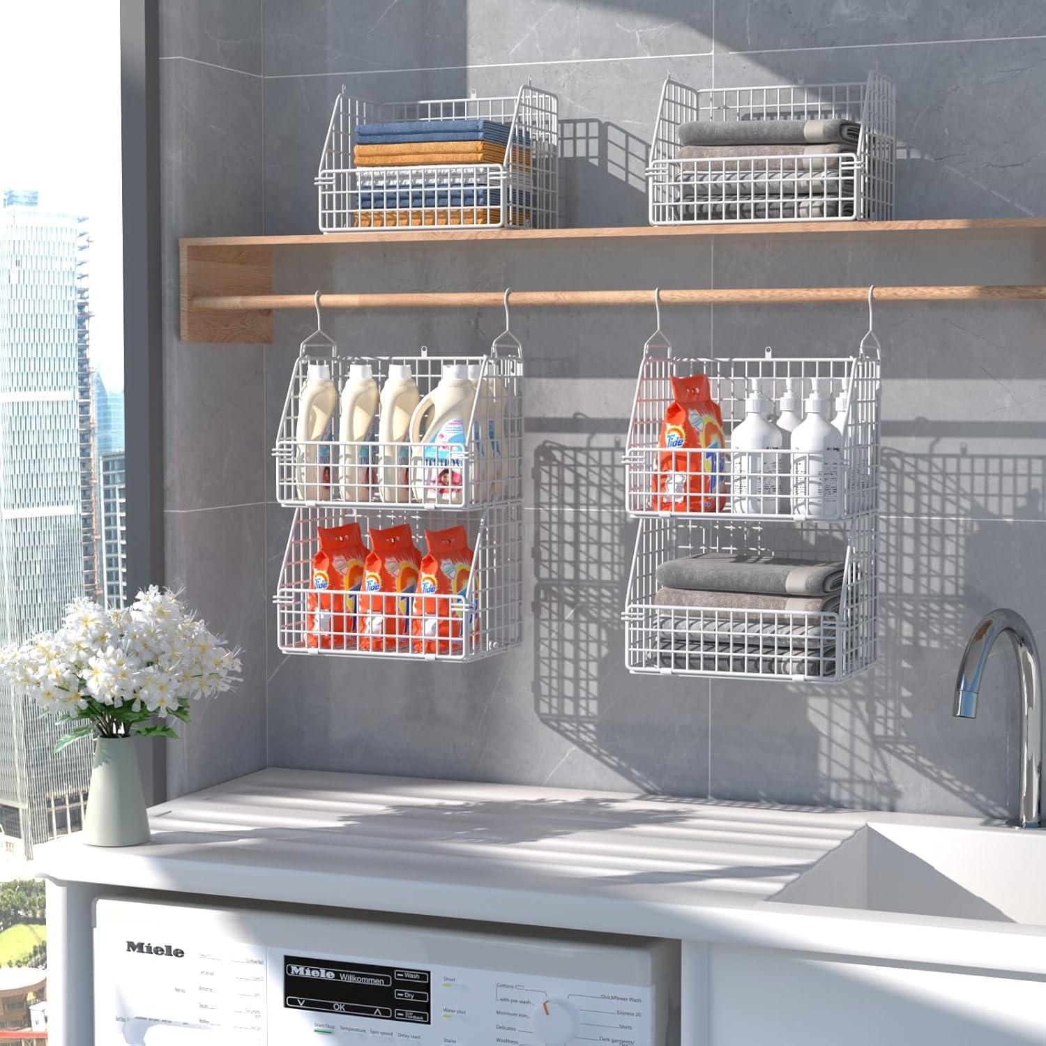 Cestas de Almacenamiento Colgantes PUPPYCUTE 3 Pcs Blanco