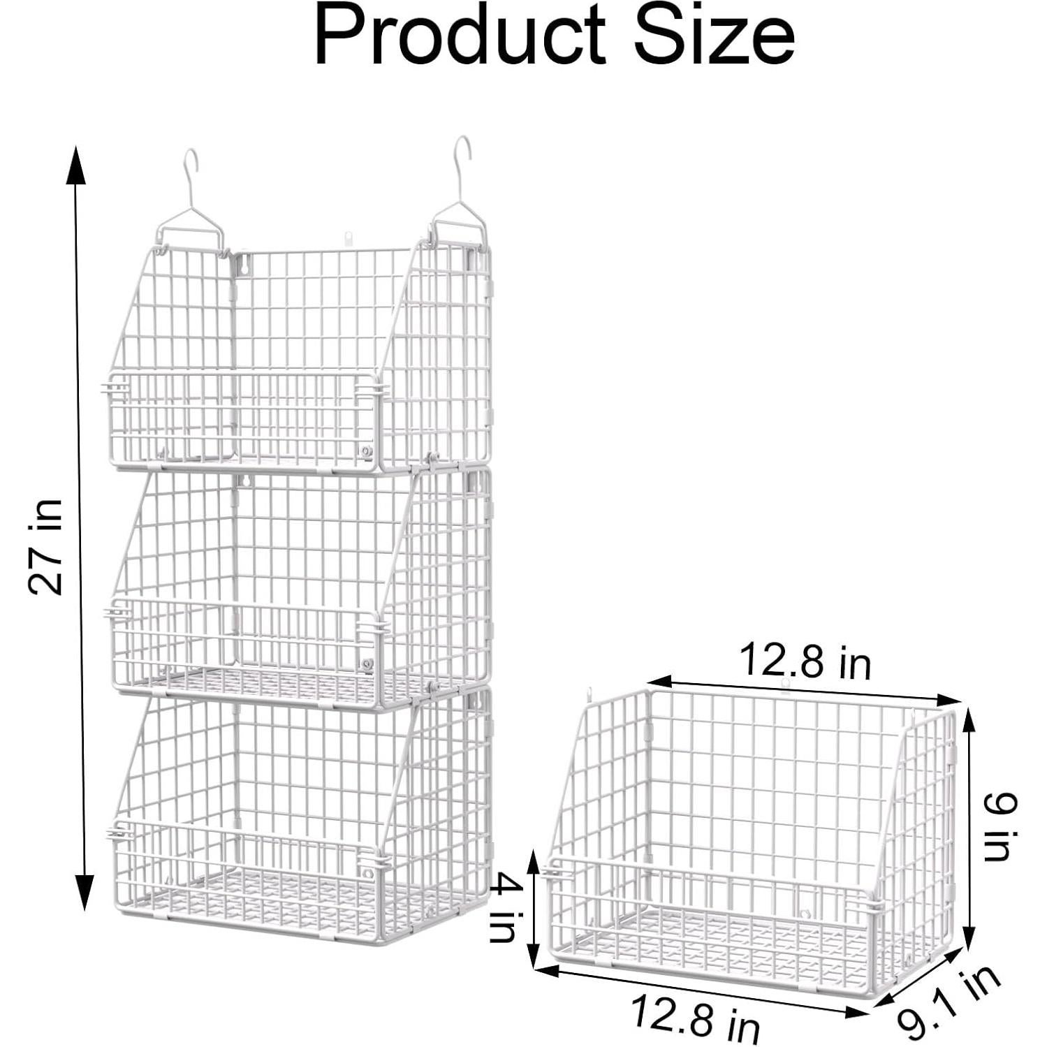 Cestas de Almacenamiento Colgantes PUPPYCUTE 3 Pcs Blanco