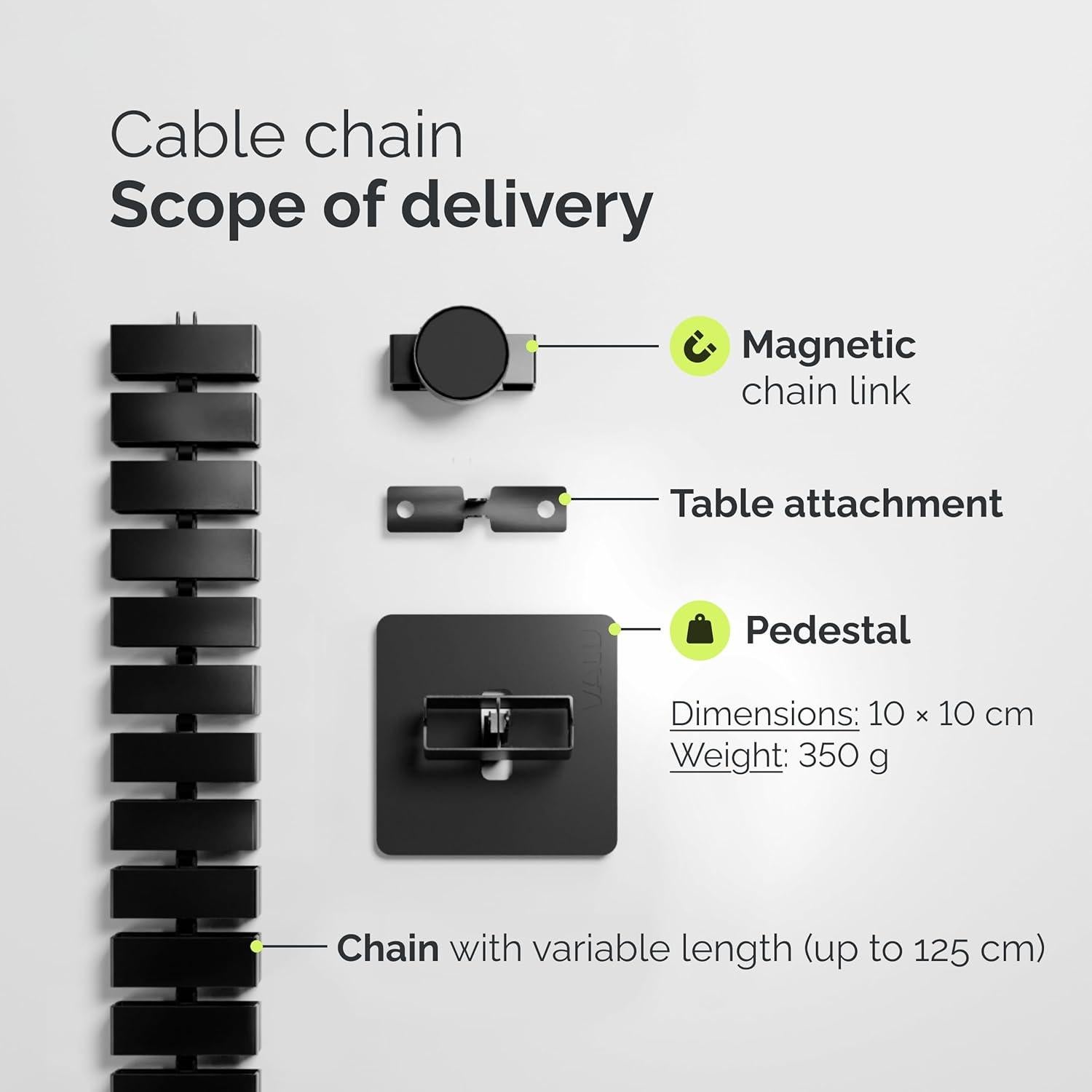Organizador de Cables VALU 125 cm - Base de Acero y Magnético