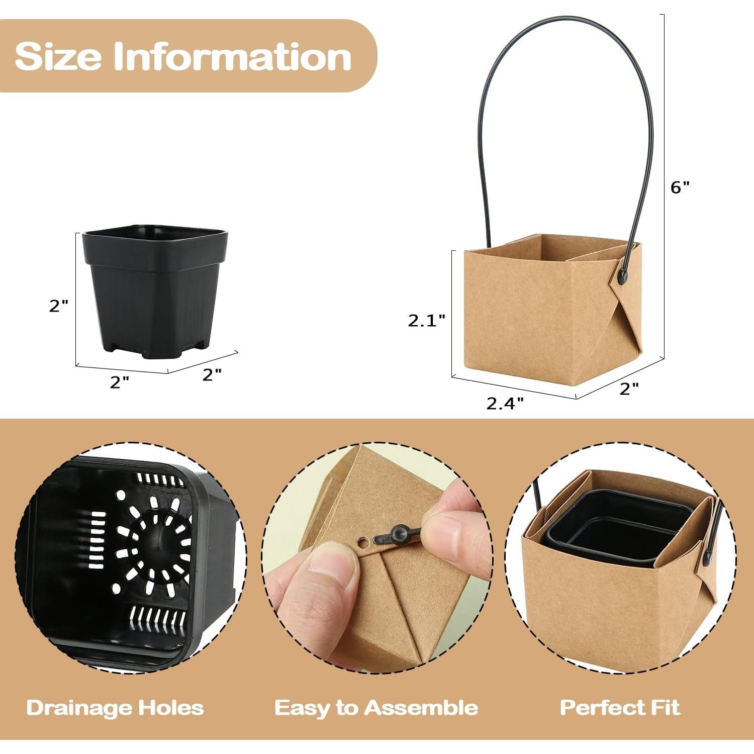 Set de 20 Macetas Pequeñas LUCKJUJU 5.08 cm con Bolsa Kraft