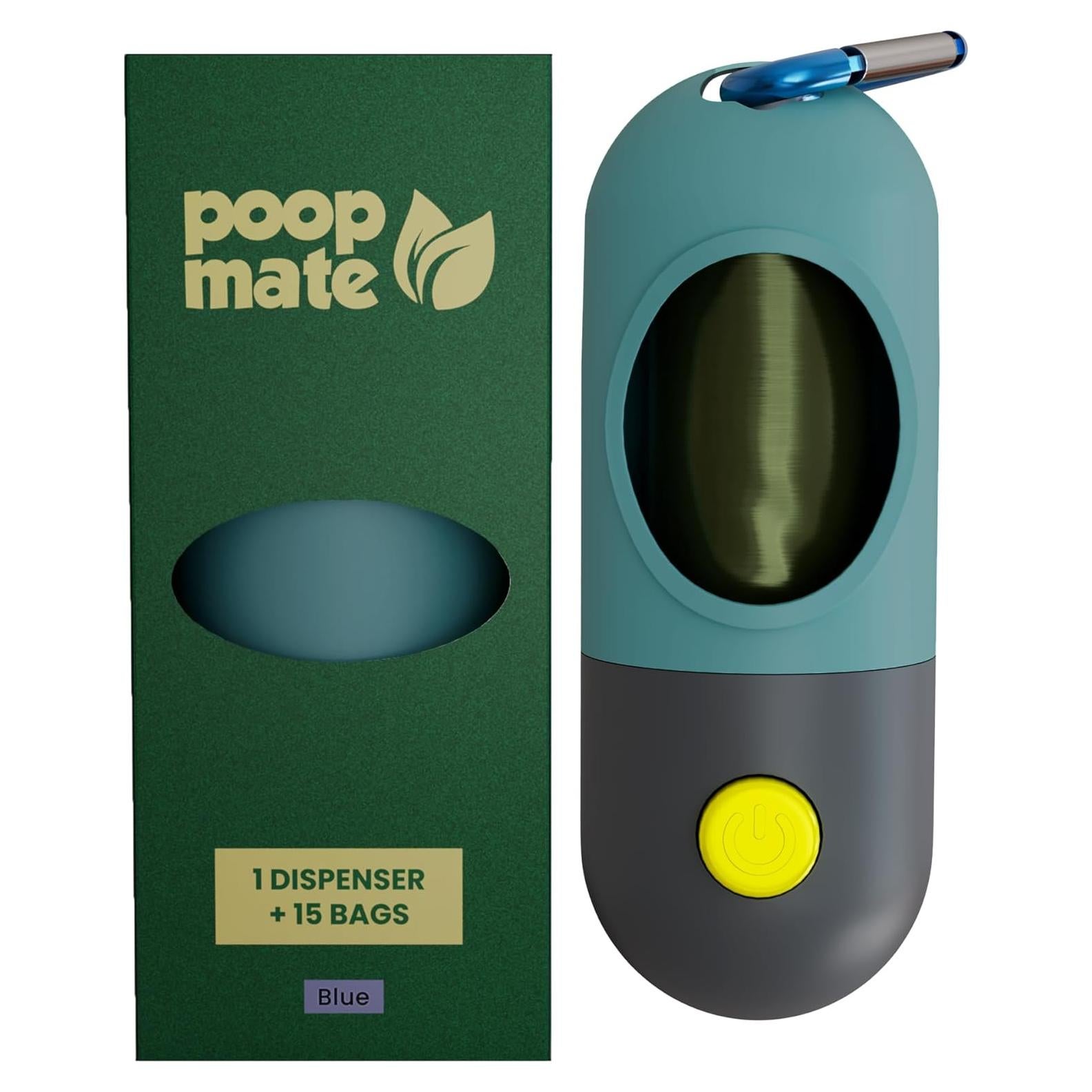 Dispensador de Bolsas de Excremento de Perro Poop Mate con Linterna LED - Azul
