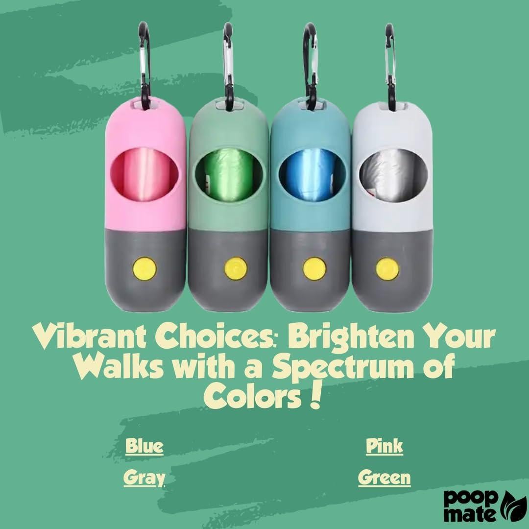 Dispensador de Bolsas de Excremento de Perro Poop Mate con Linterna LED - Azul